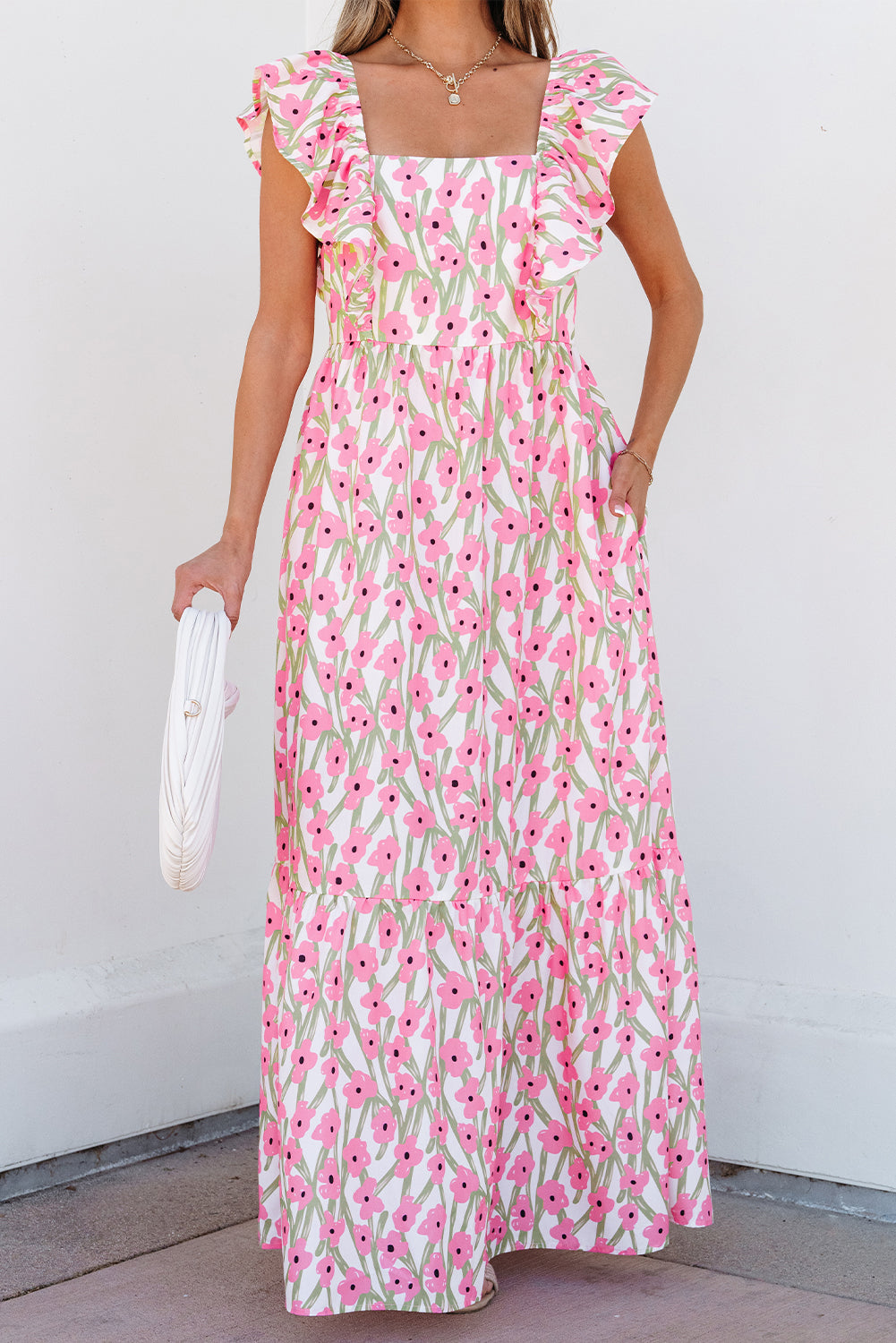 Blush Petal Tiered Maxi Dress