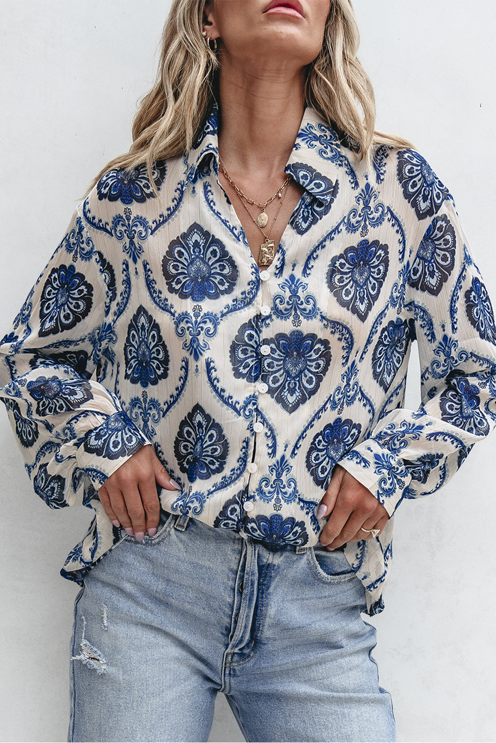 The Blue Willow Charm Button-Up