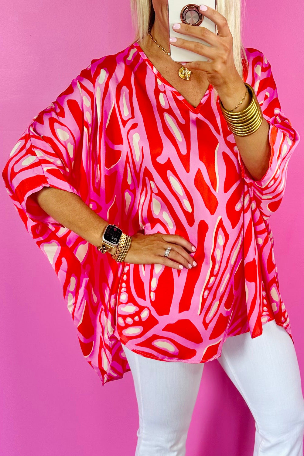 Pink Punch Caftan Blouse