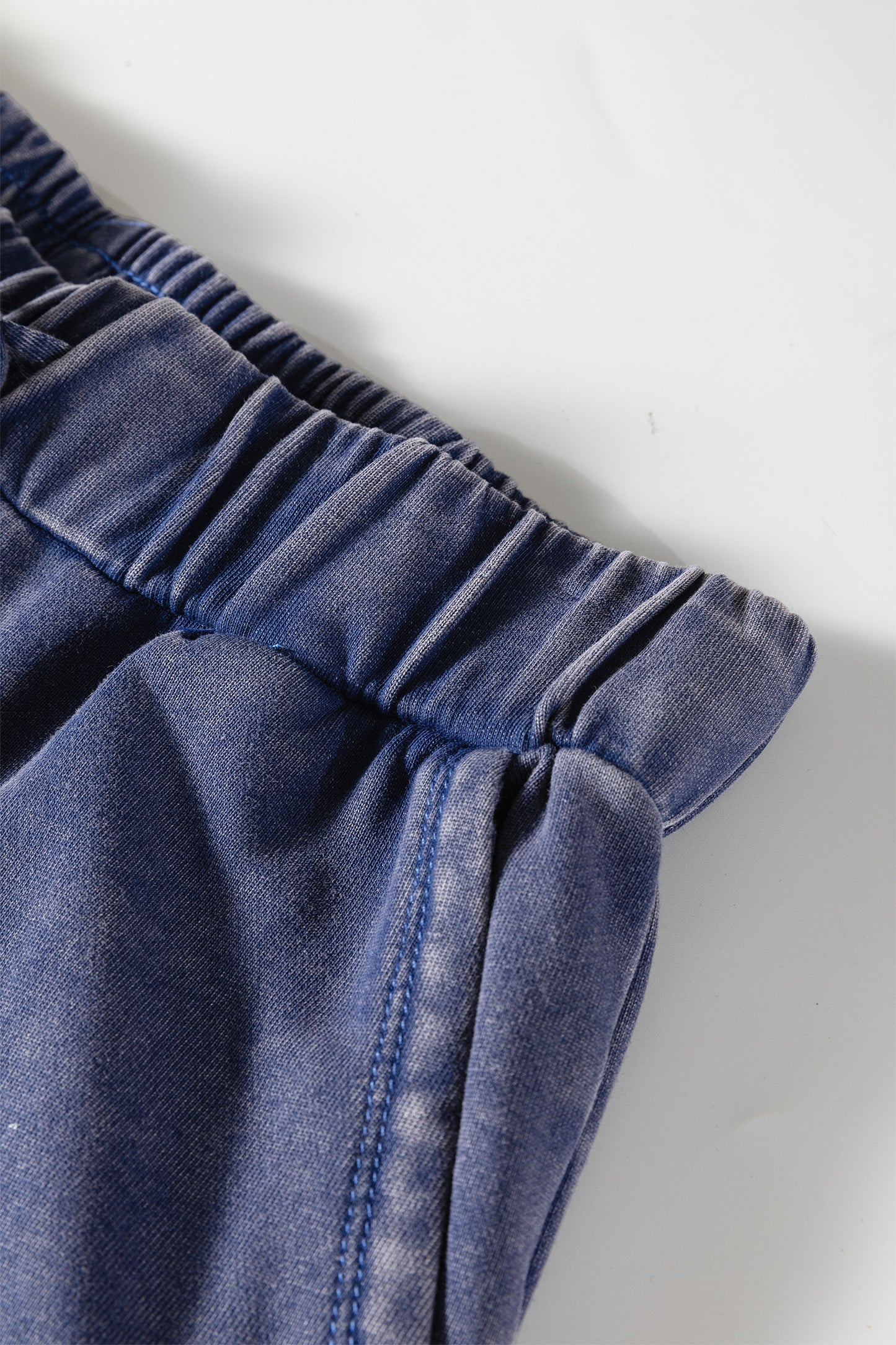 Ashleigh Blue Careys Mineral Wash Tiered Wide Leg Patchwork Drawstring Pants
