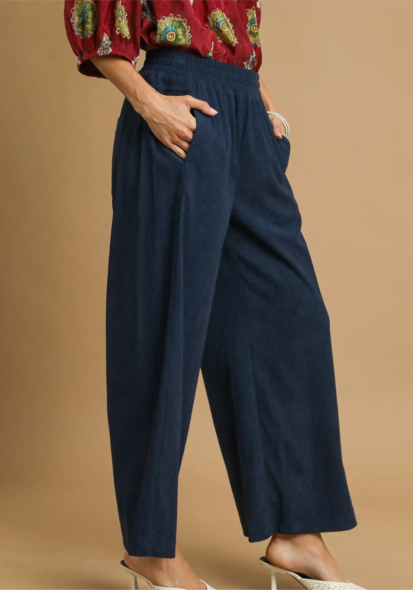 Umgee Wide-Leg Corduroy Pants
