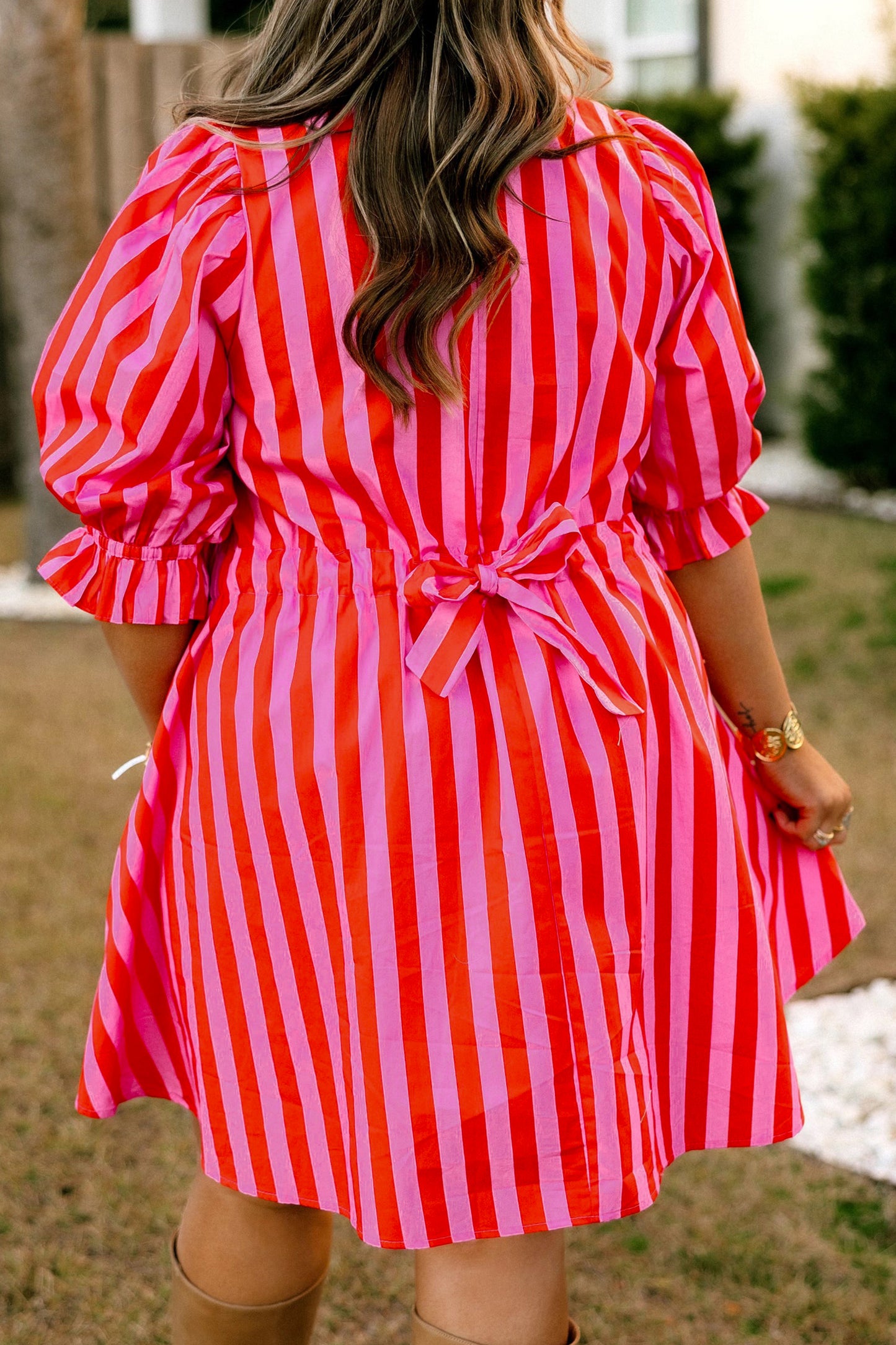 Pink Prosecco Stripe Dress Plus Size