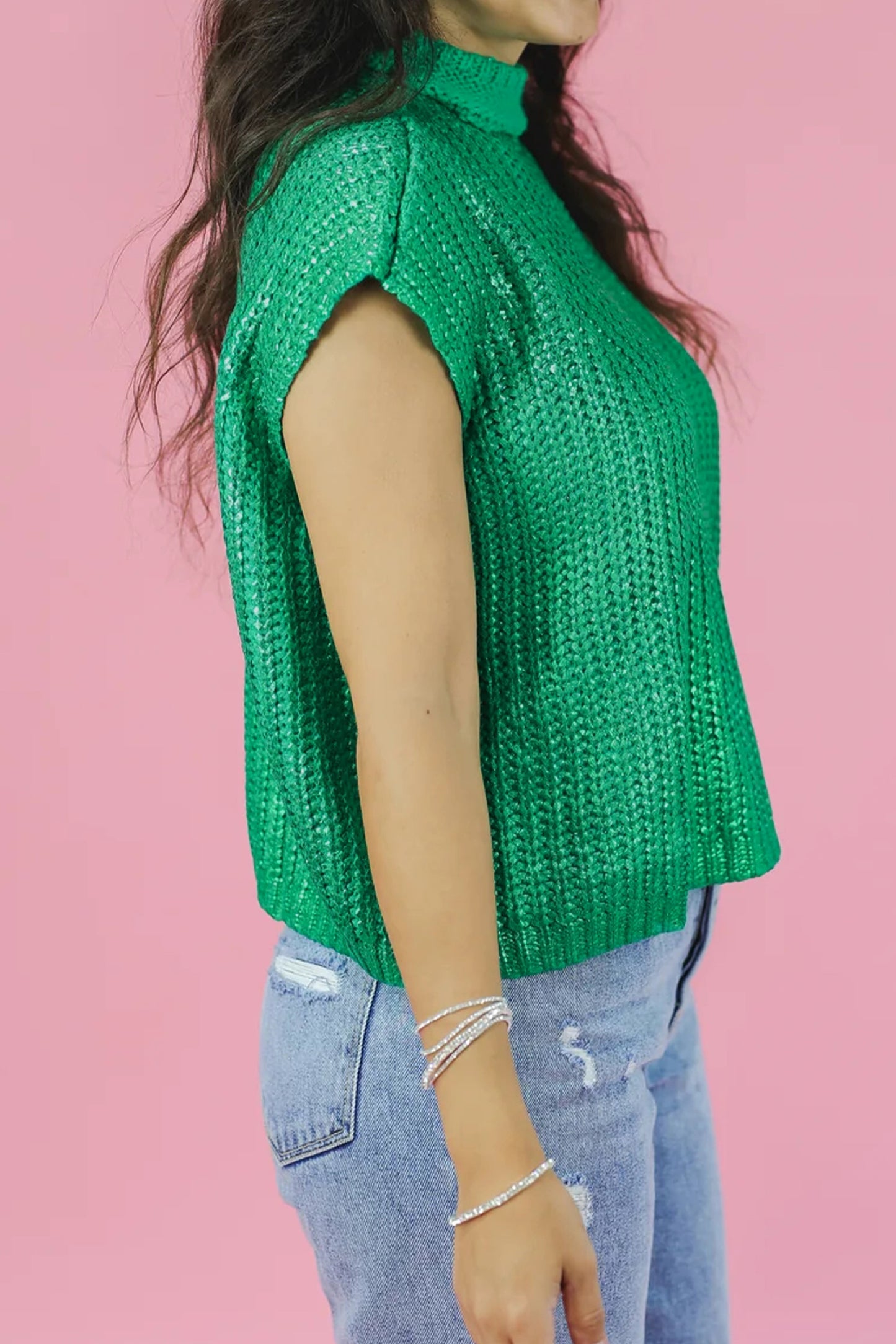 Emerald Shimmer Knit Top