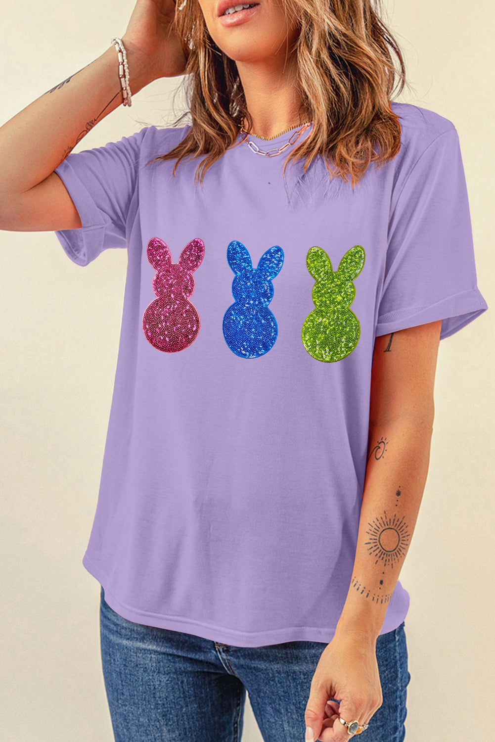 Easter Bunny Graphic Crewneck T Shirt