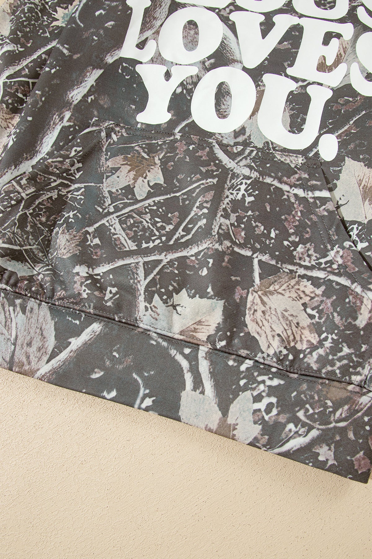 Camouflage Jesus Loves You Print Relaxed Hoodie