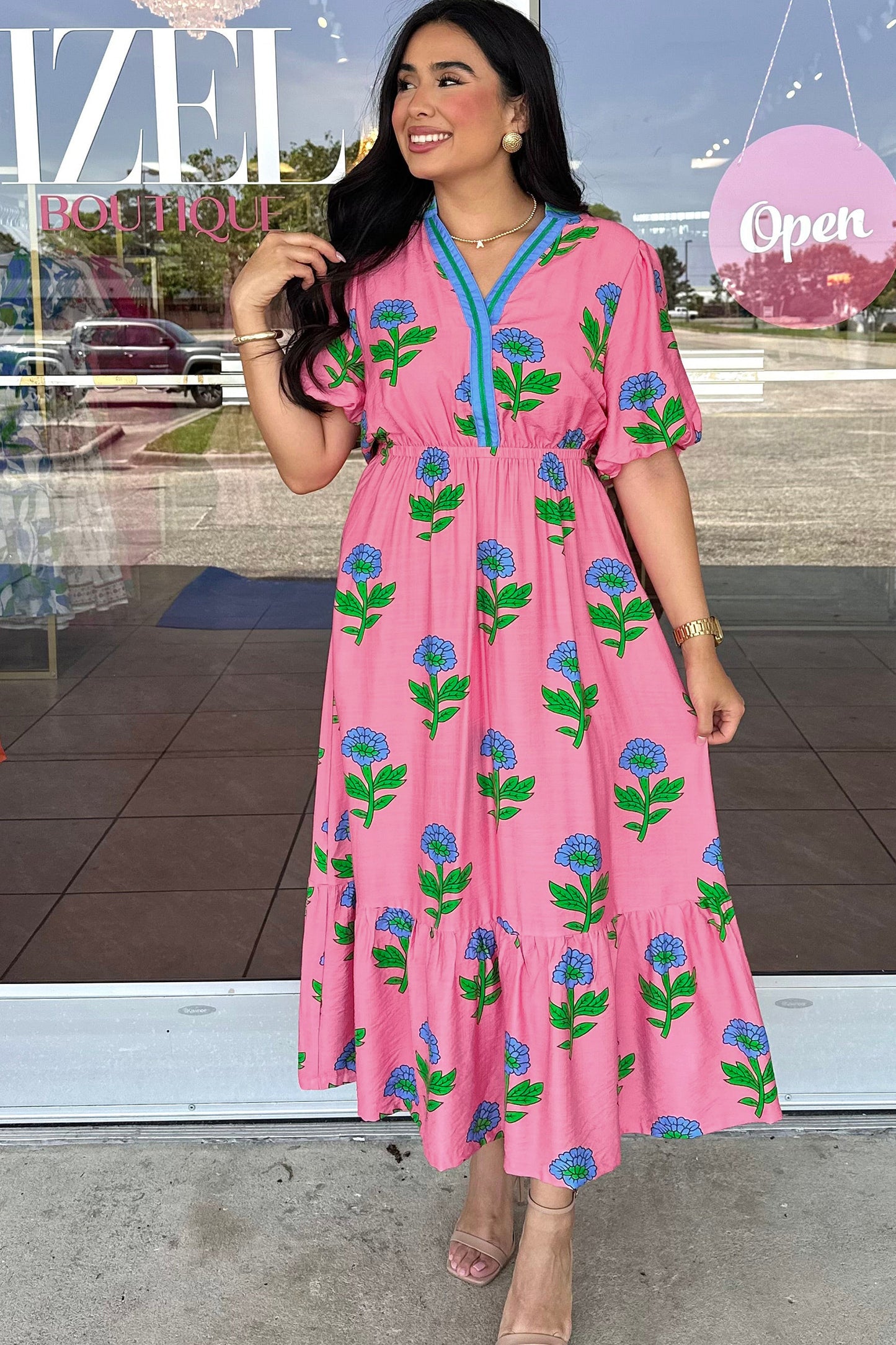 Curvy Pink Posy Promenade Maxi
