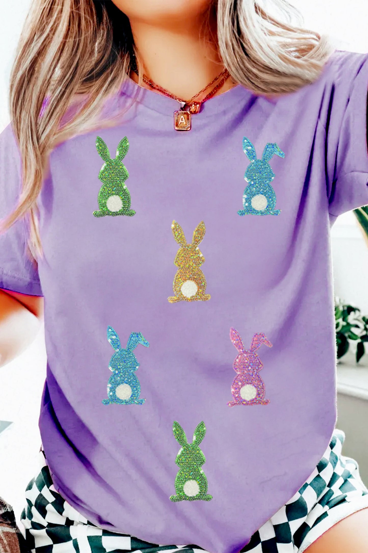 Sequin Easter Bunny Patched Tee