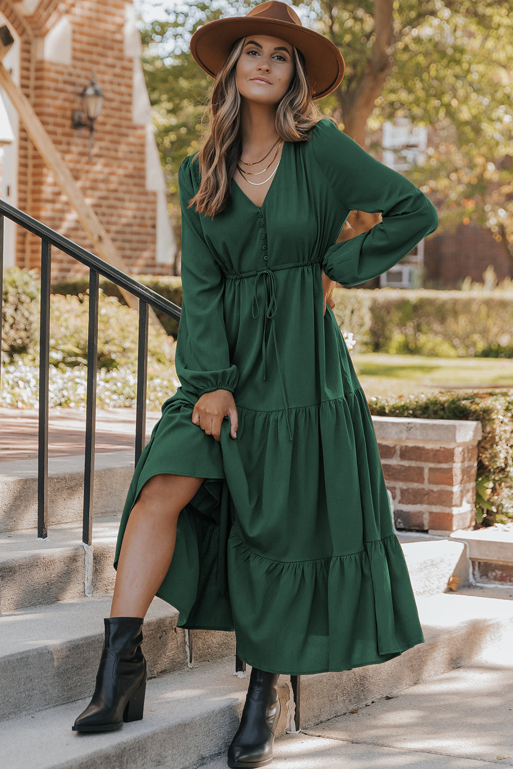 Evergreen Tiered Maxi Dress