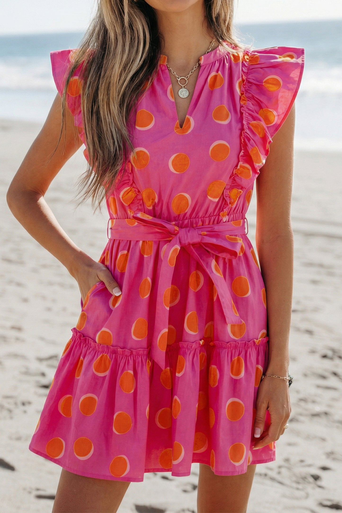 Pink Sunset Polka Dot Dress
