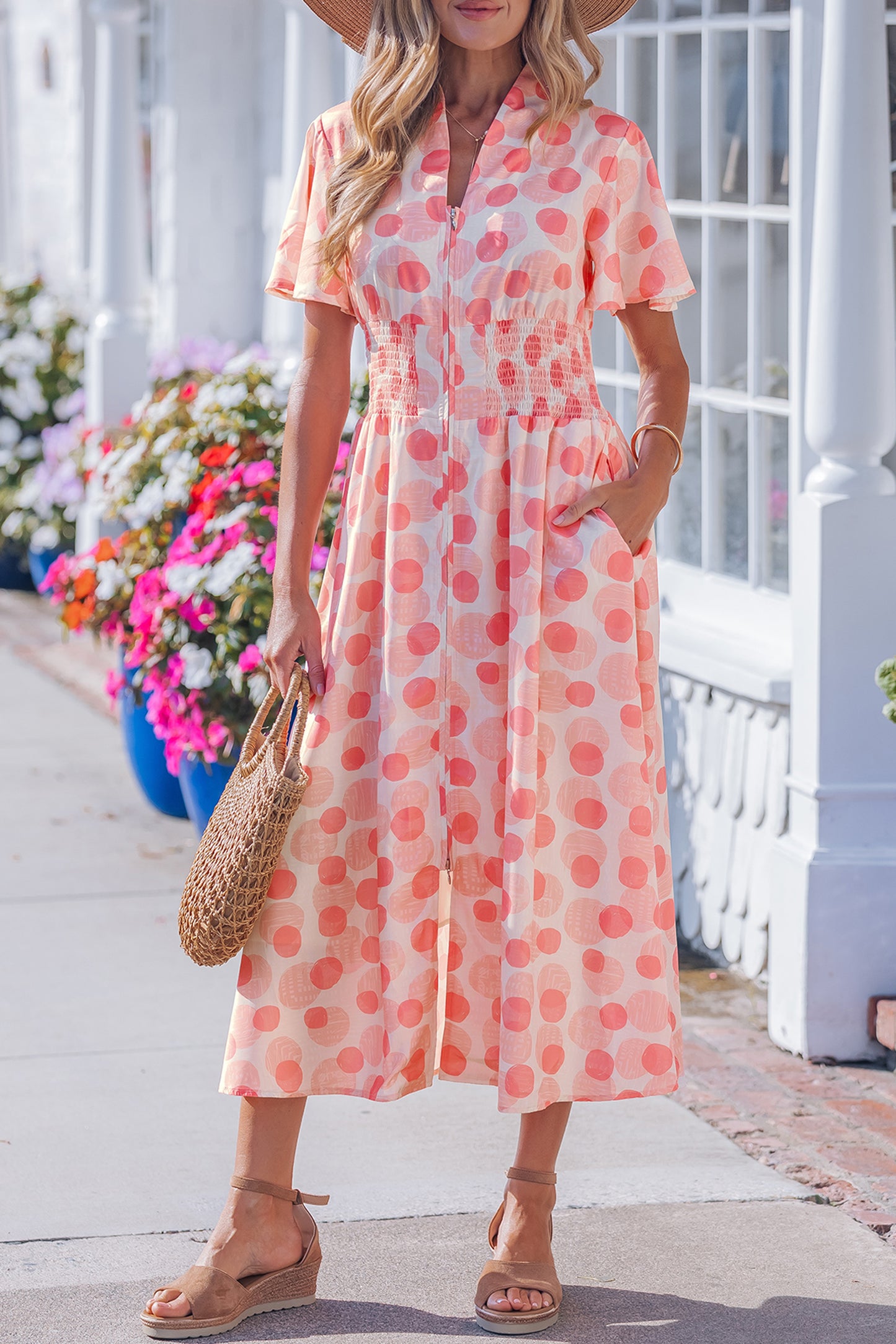 Blush Hour Dot Midi Dress