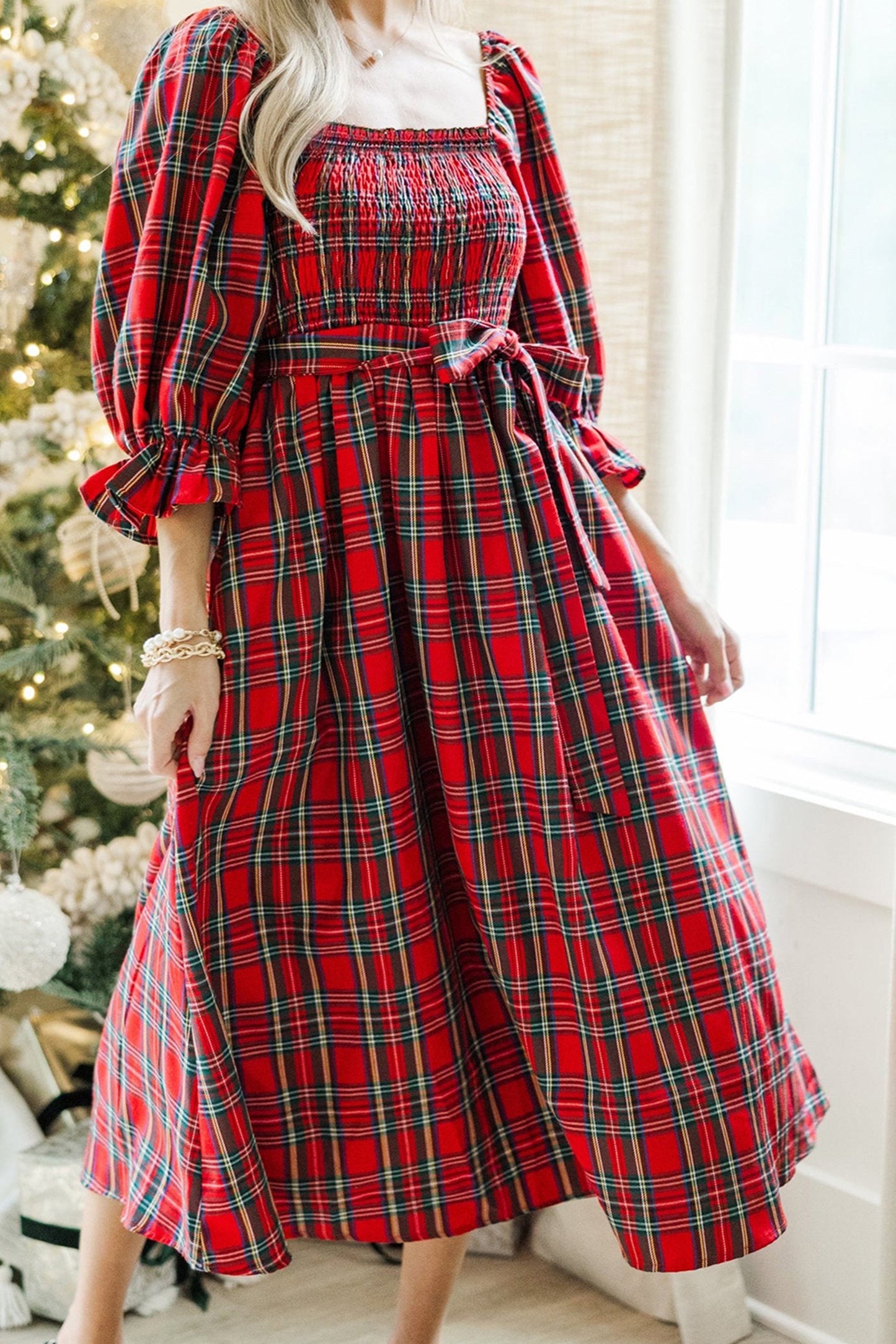 Sugarplum Tartan Smocked Dress