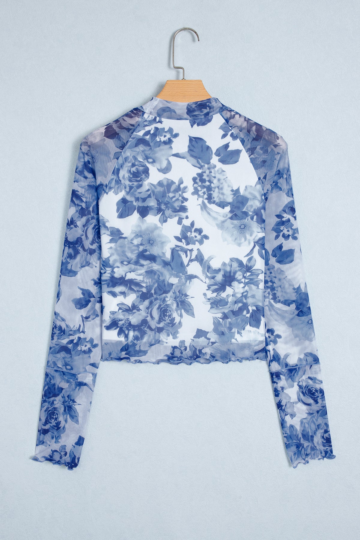 The Powder Blue Petals Mesh Top