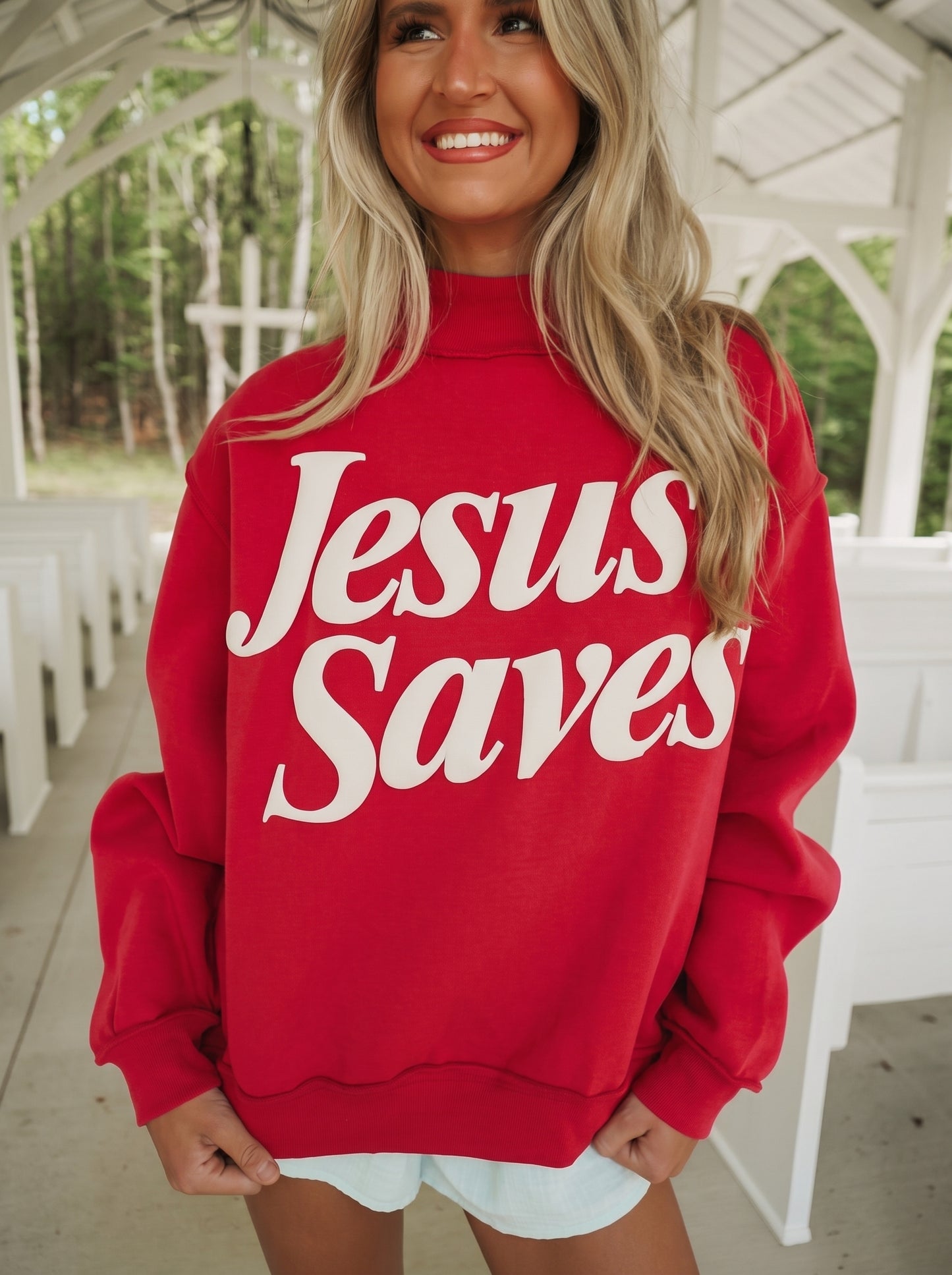 Jesus Saves Mock Neck Sweatshirt