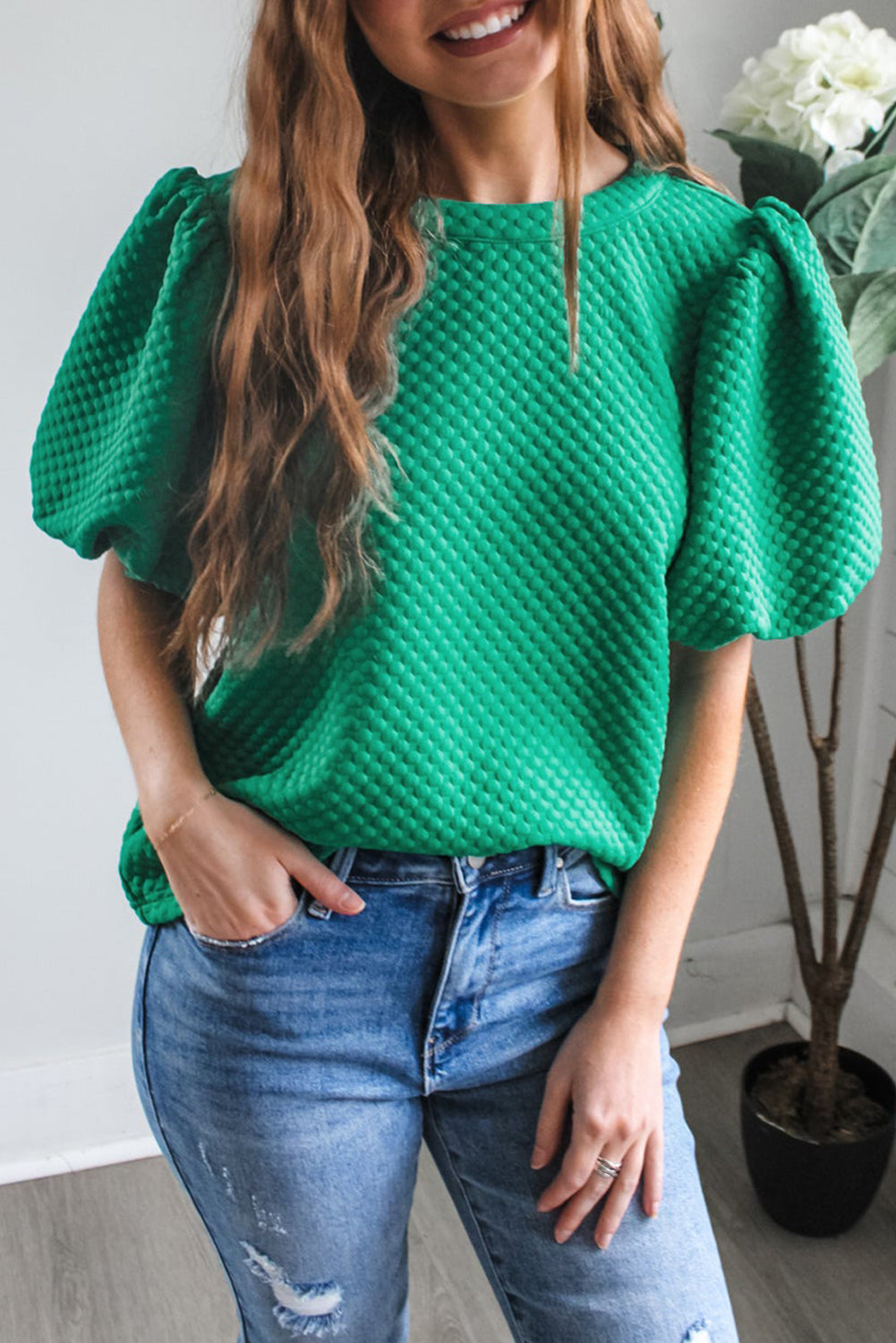 Emerald Hour Puff Sleeve Top