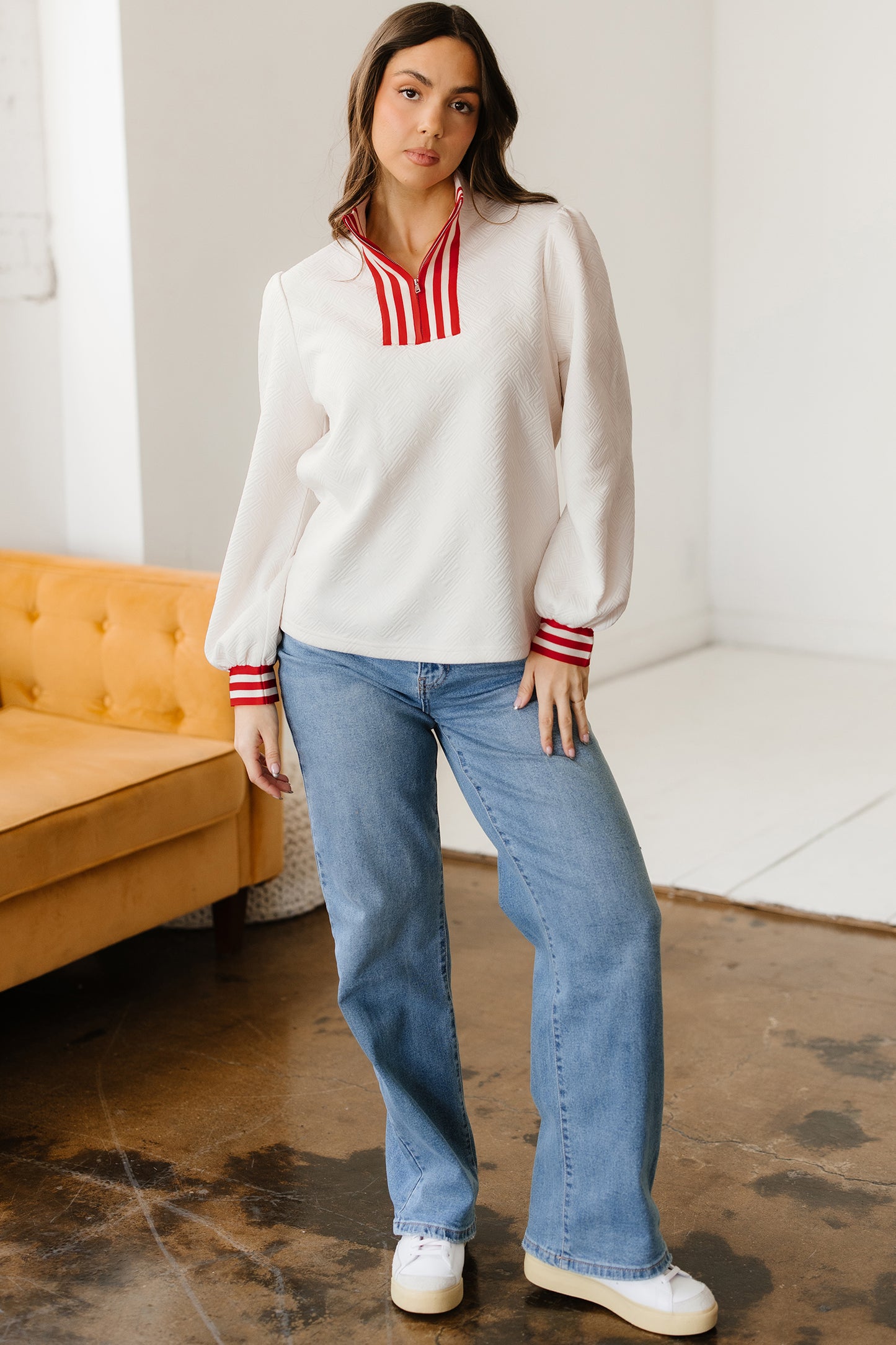 Ivory Lines Half Zip
