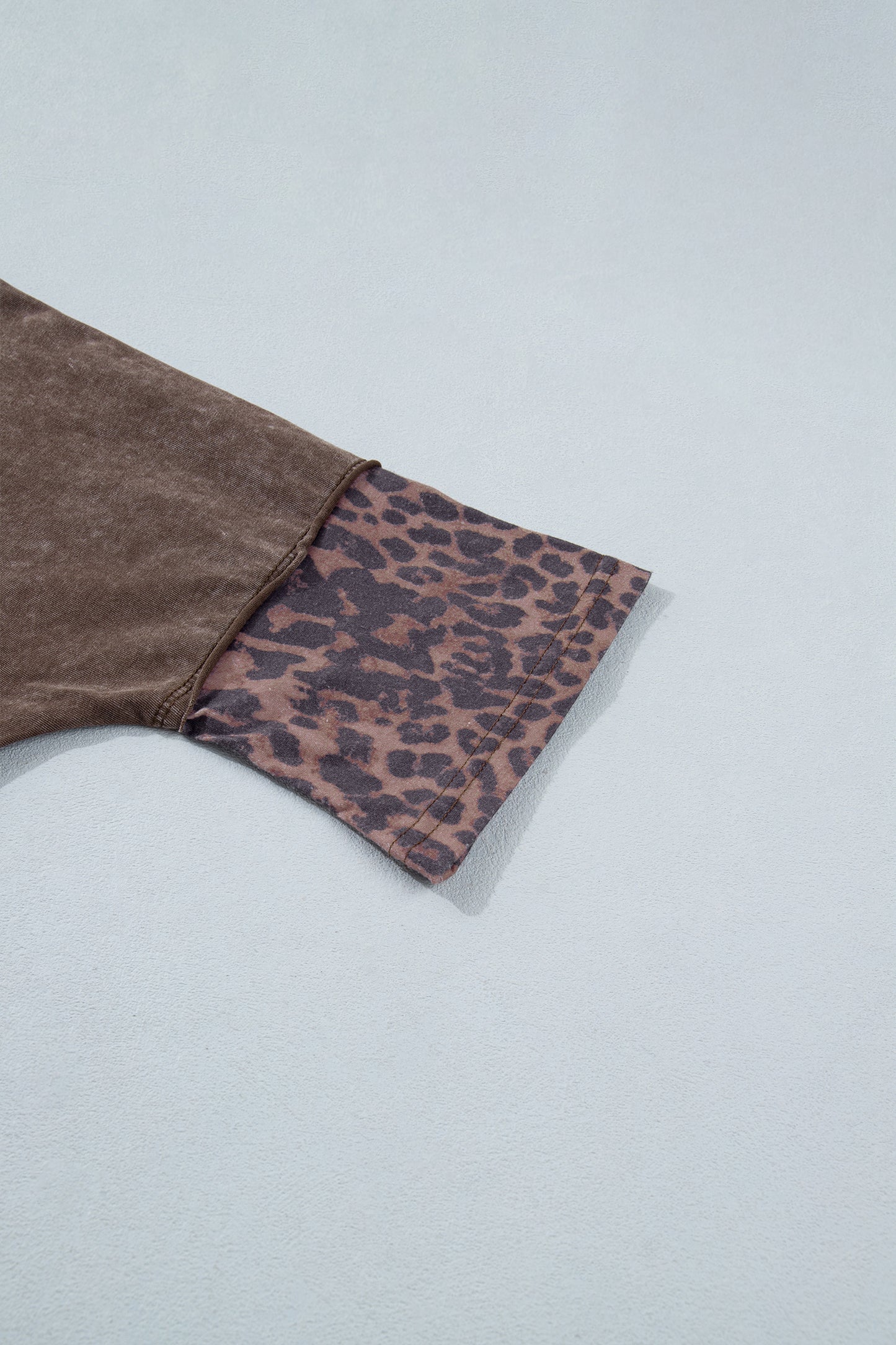 Mineral Wash Exposed Seam Leopard Star Patched T Shirt