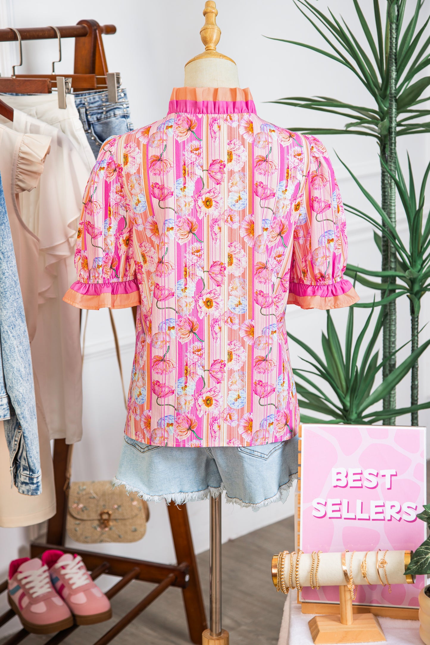 Pink Palm Blossom Blouse