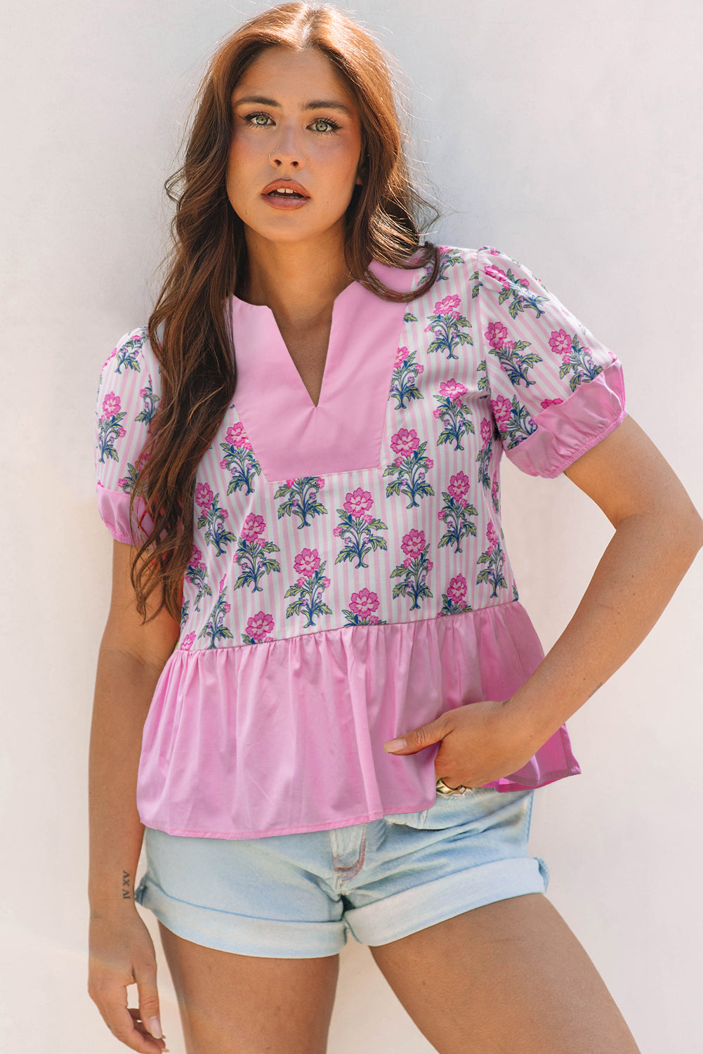 Blushing Garden Peplum Blouse