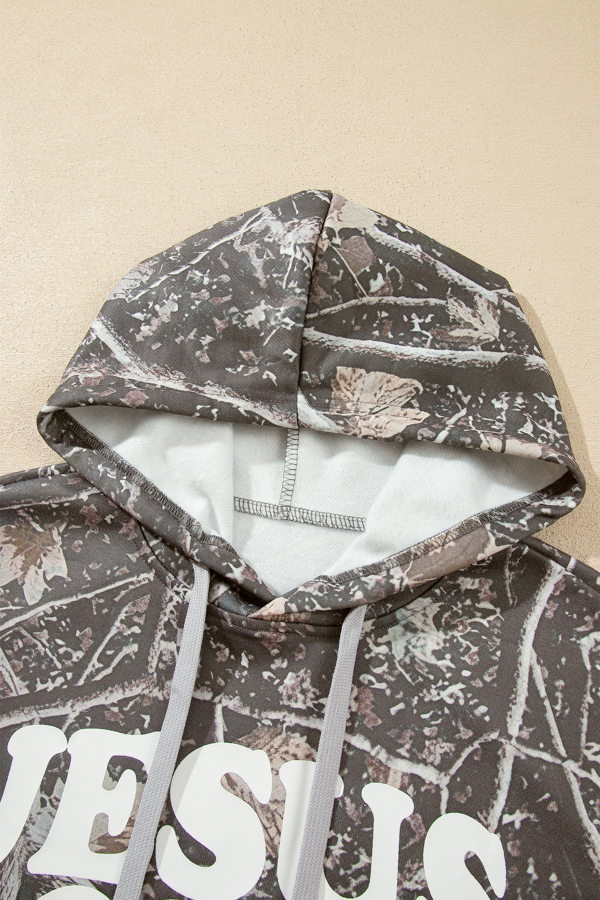 Camouflage Jesus Loves You Print Relaxed Hoodie