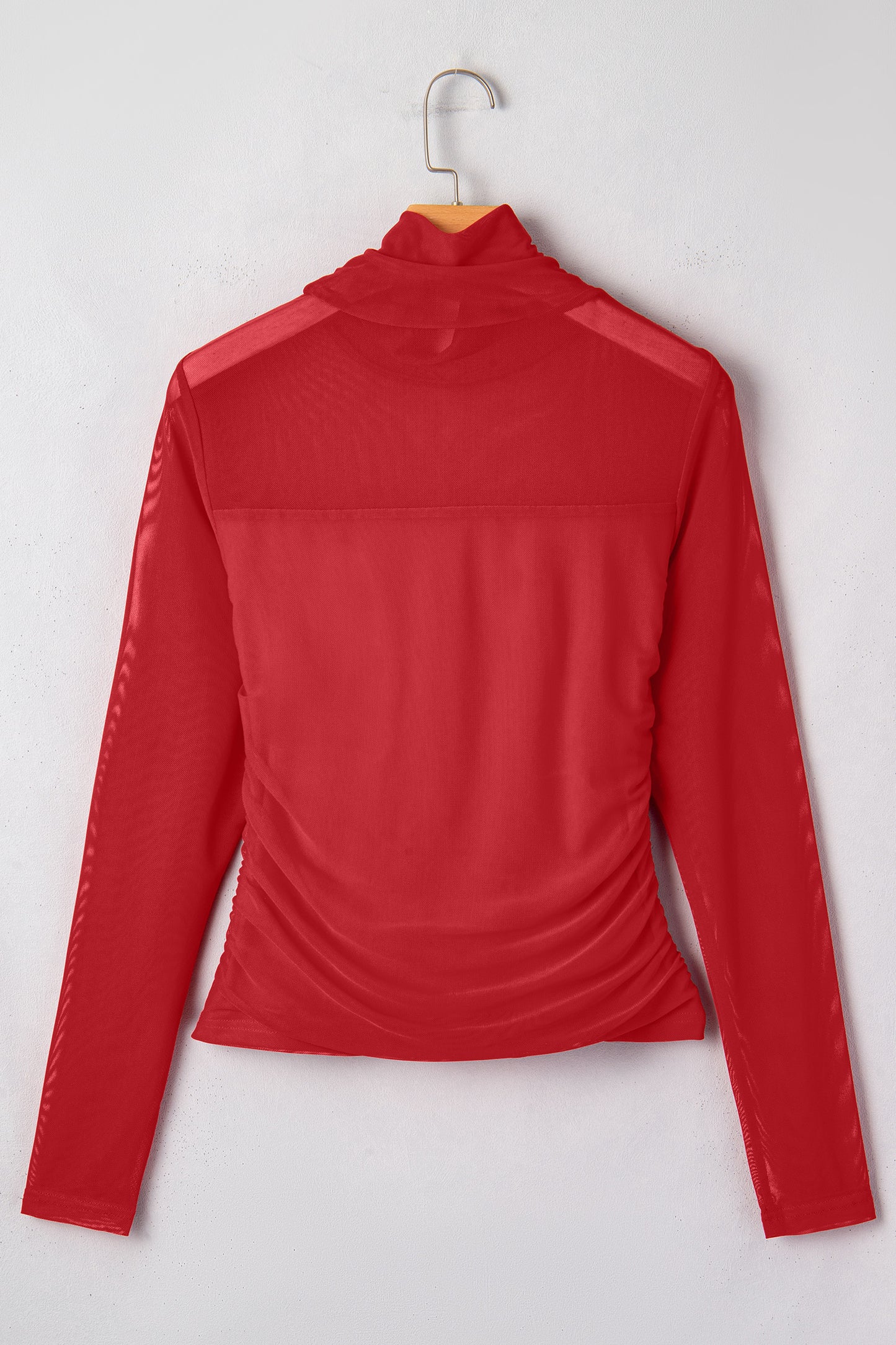 Crimson Allure Mesh Turtleneck