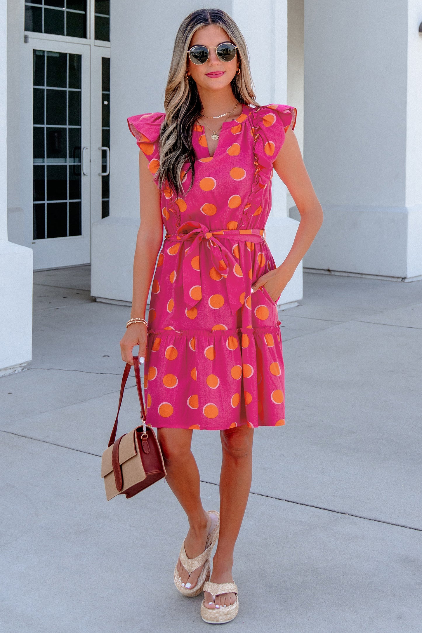 Pink Sunset Polka Dot Dress
