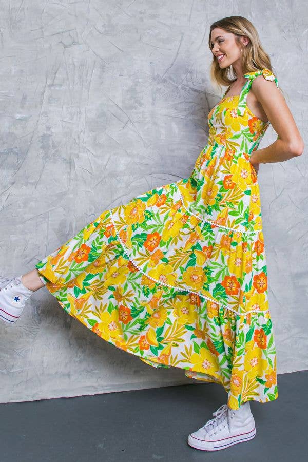 Citrus Bloom Maxi Dress