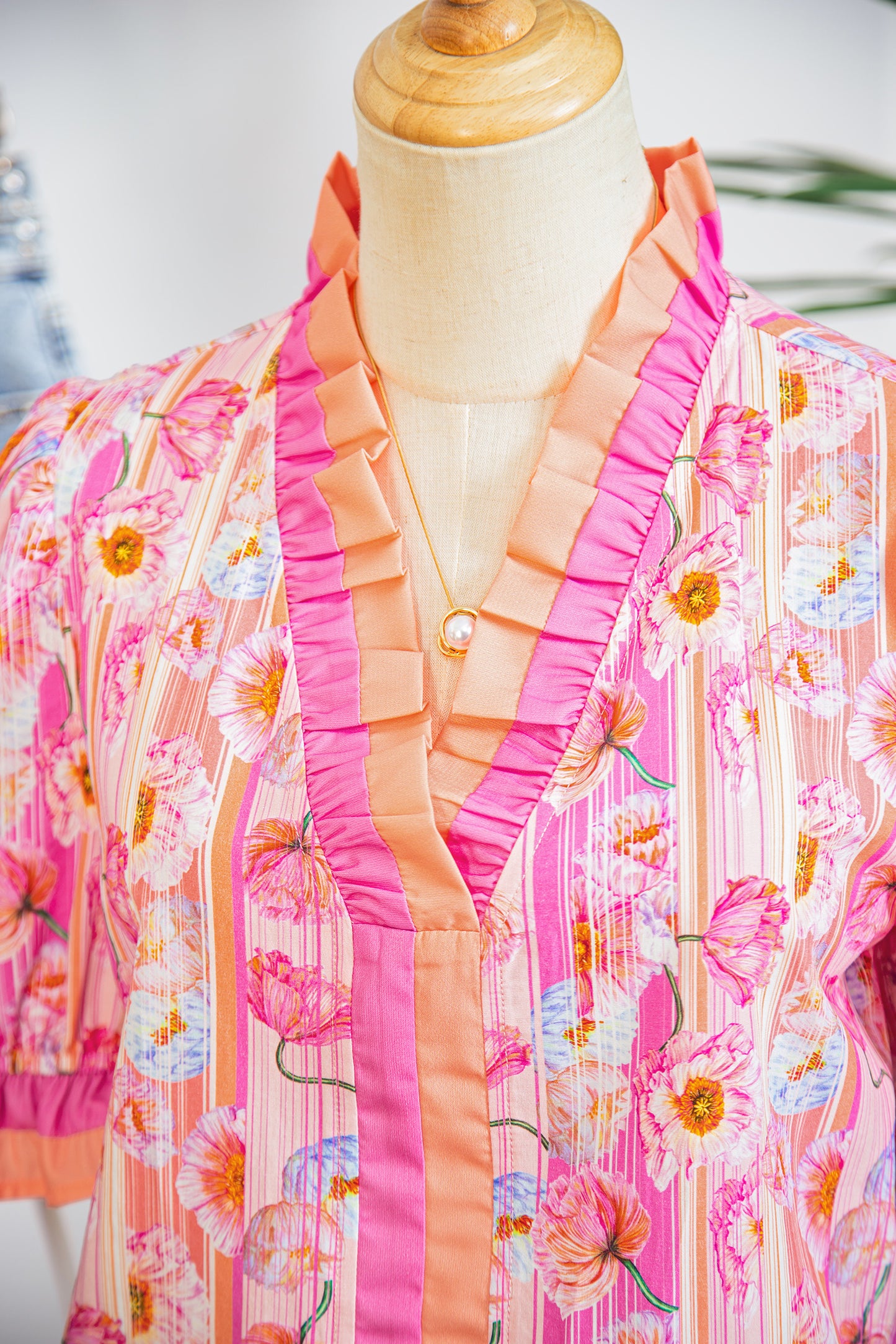 Pink Palm Blossom Blouse