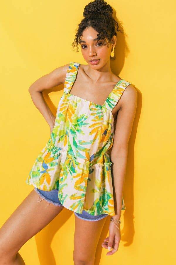 Palm Spritz Babydoll Blouse