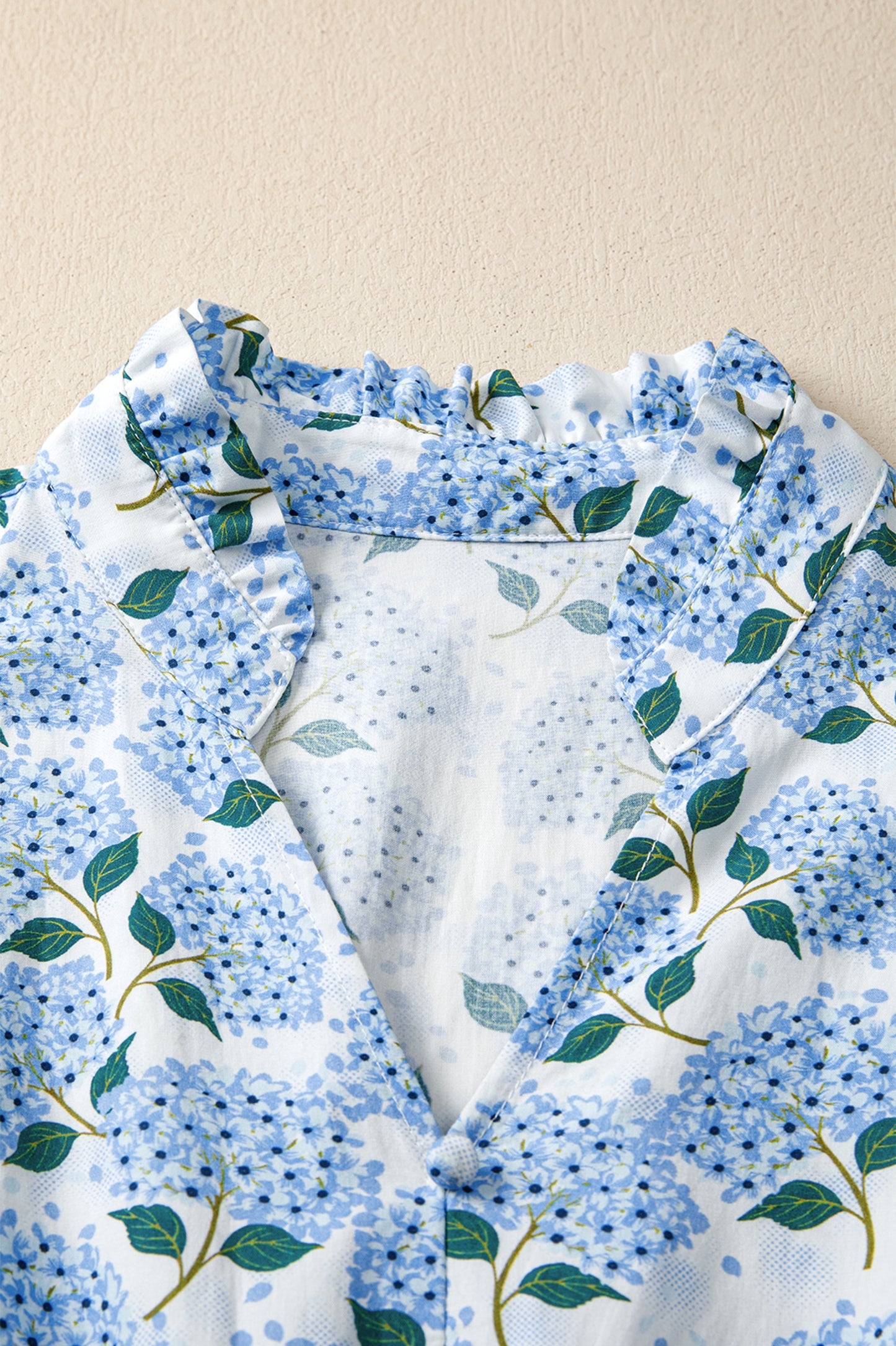 Blue Hydrangea Ruffle Midi Dress