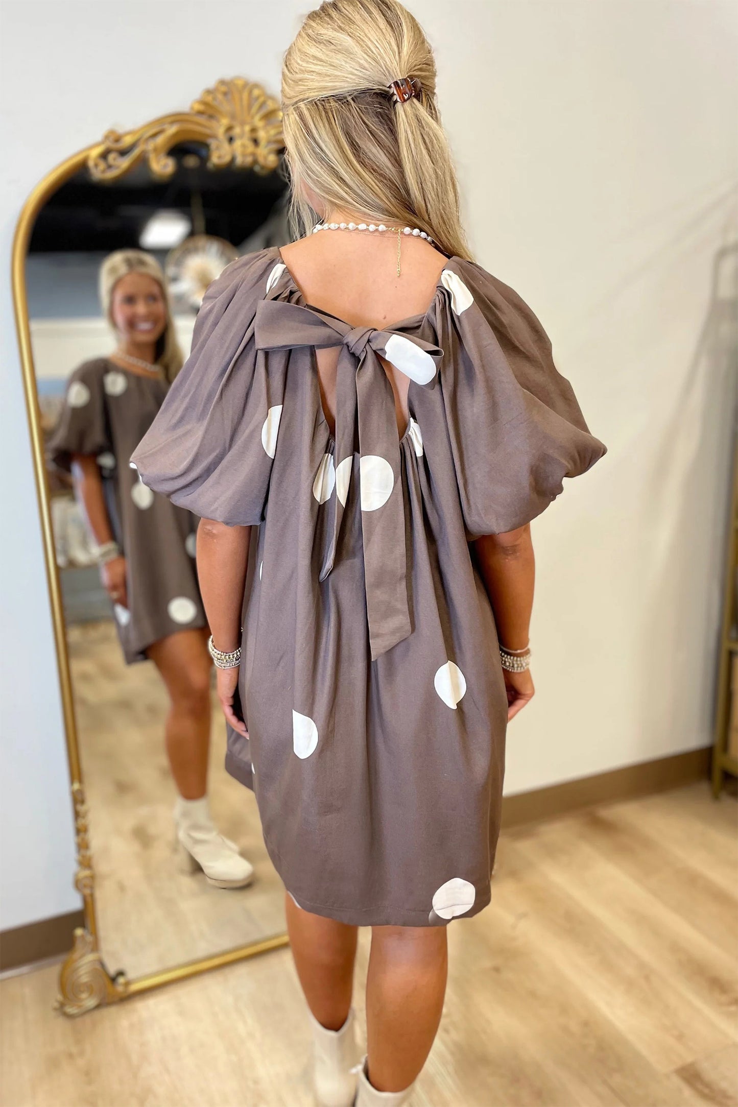 Mocha Dot Darling Dress