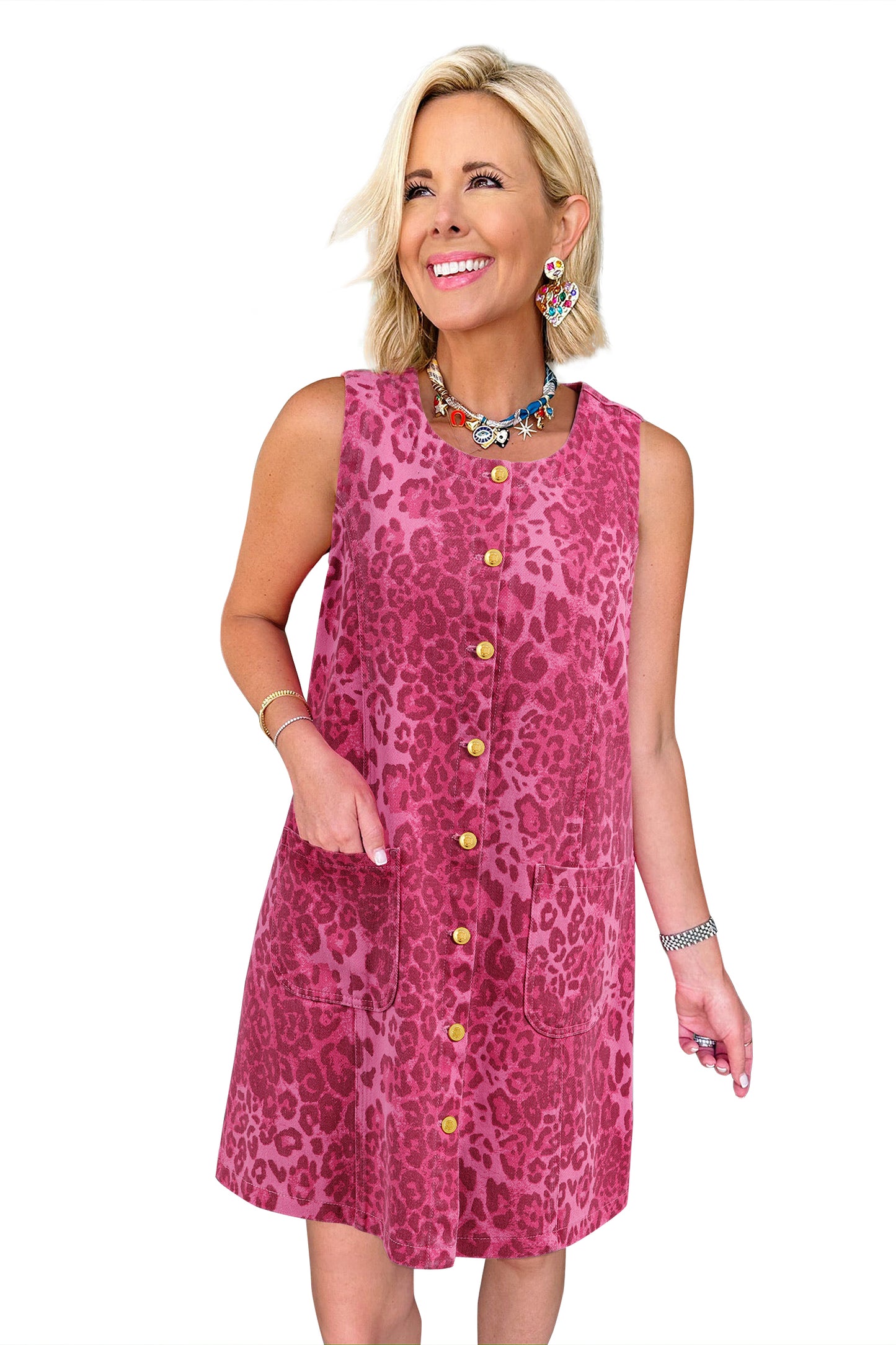 Wild Rose Button Dress