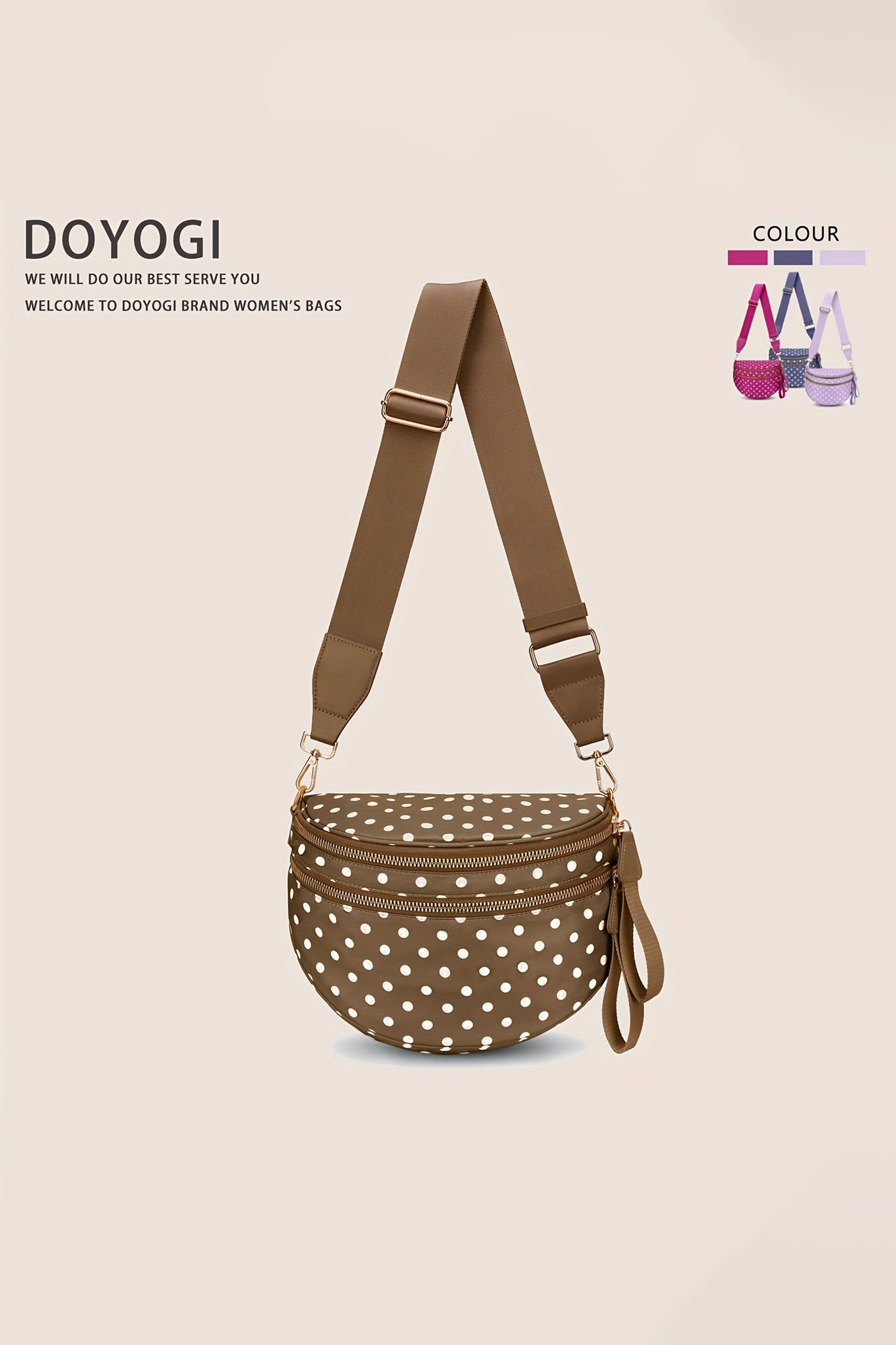 Light Grey Camouflage Print Double Zip Fashion Crossbody Bag