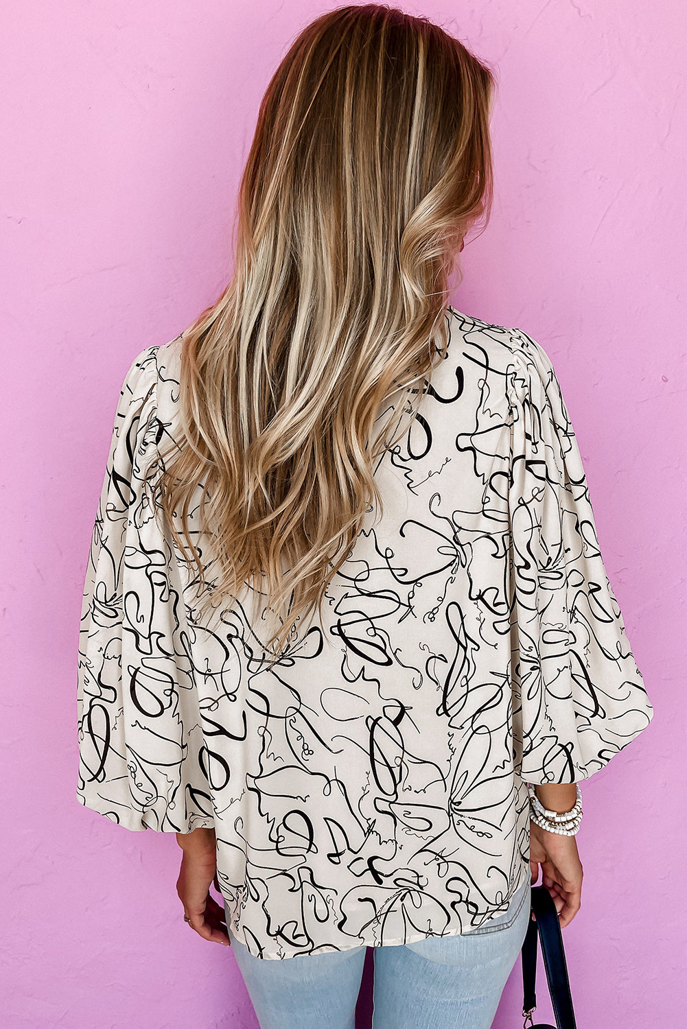 The Muse Abstract Satin Blouse