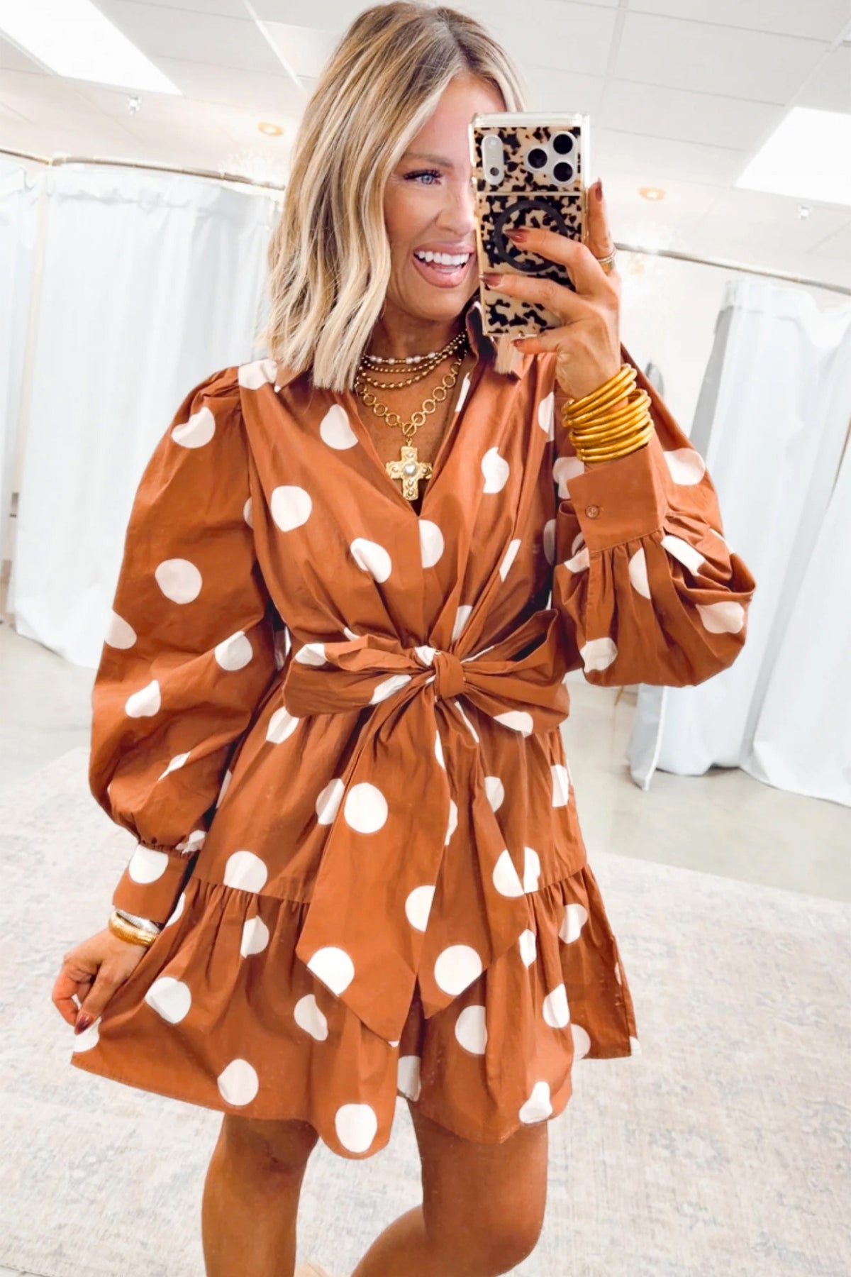 The Caramel Confetti Mini Dress