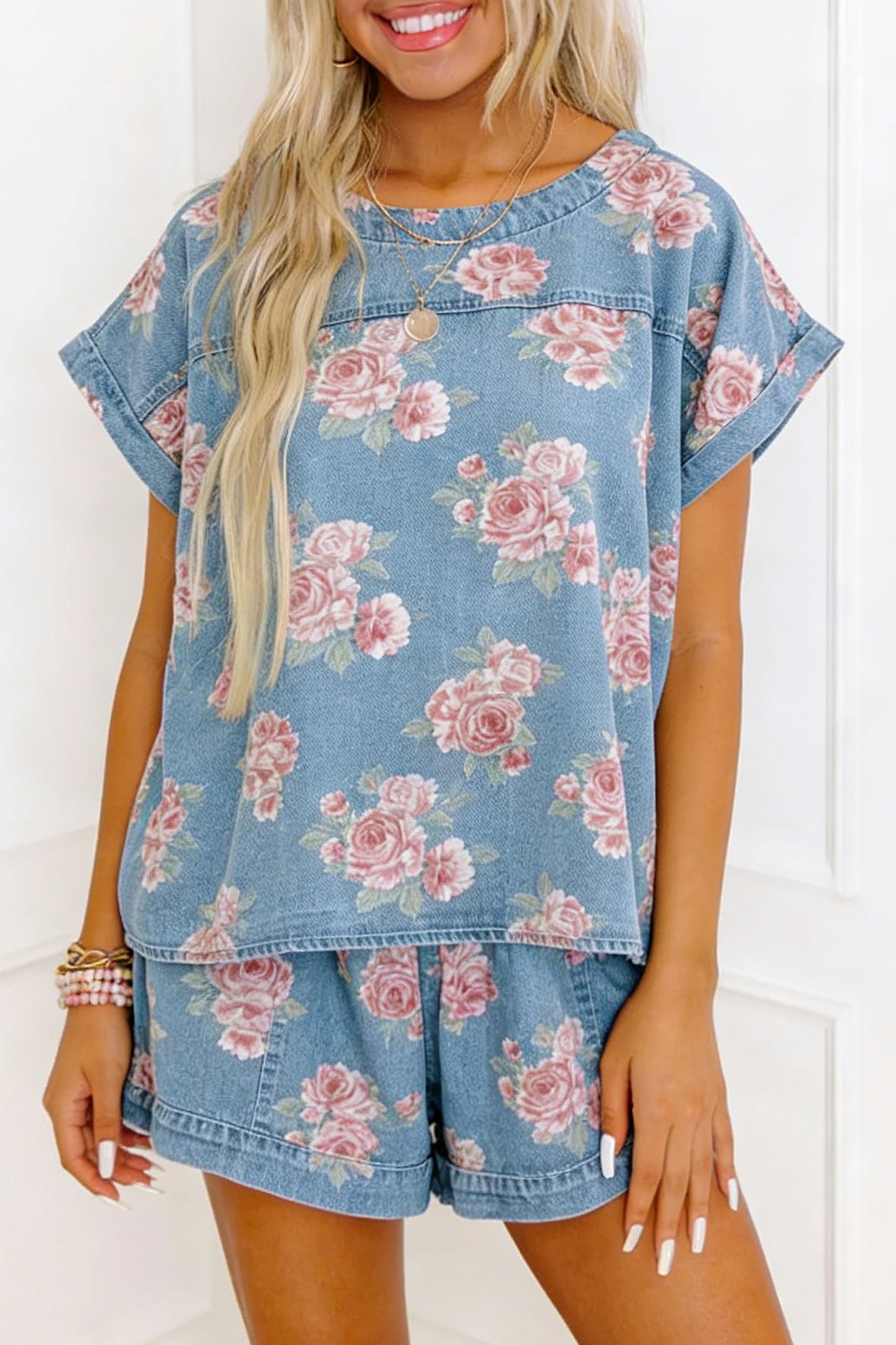 Rosewood Denim Bloom Lounge Set