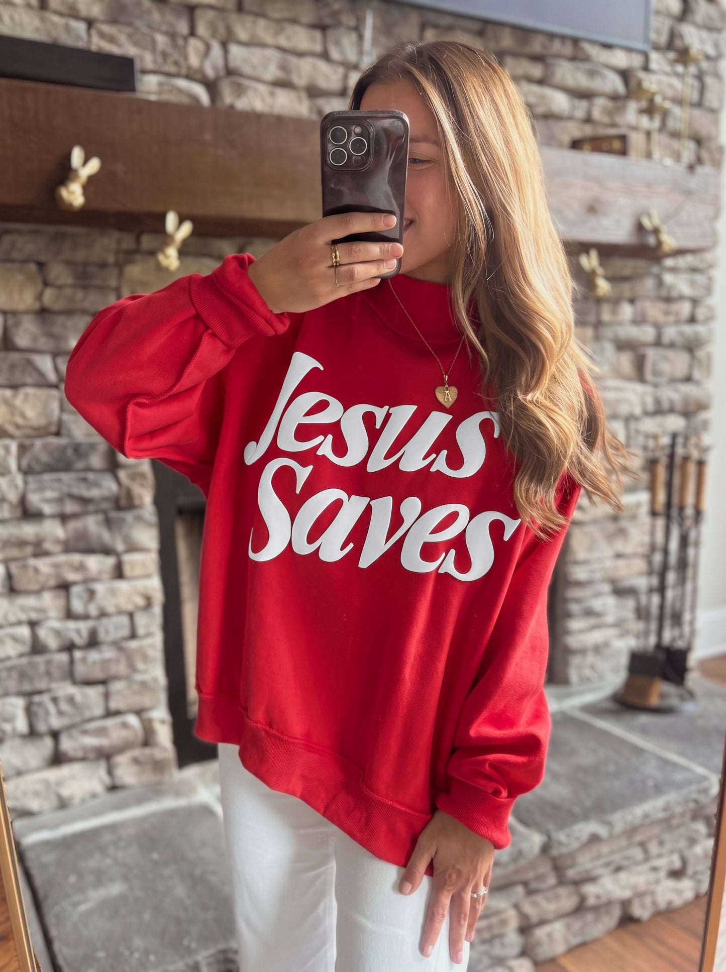 Jesus Saves Mock Neck Sweatshirt