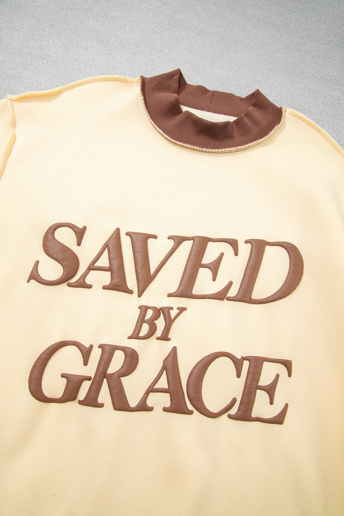 Saved by Grace Over-Sized Mock Neck Sweatshirt