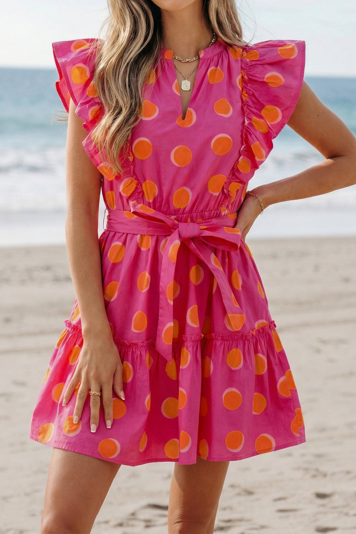 Pink Sunset Polka Dot Dress