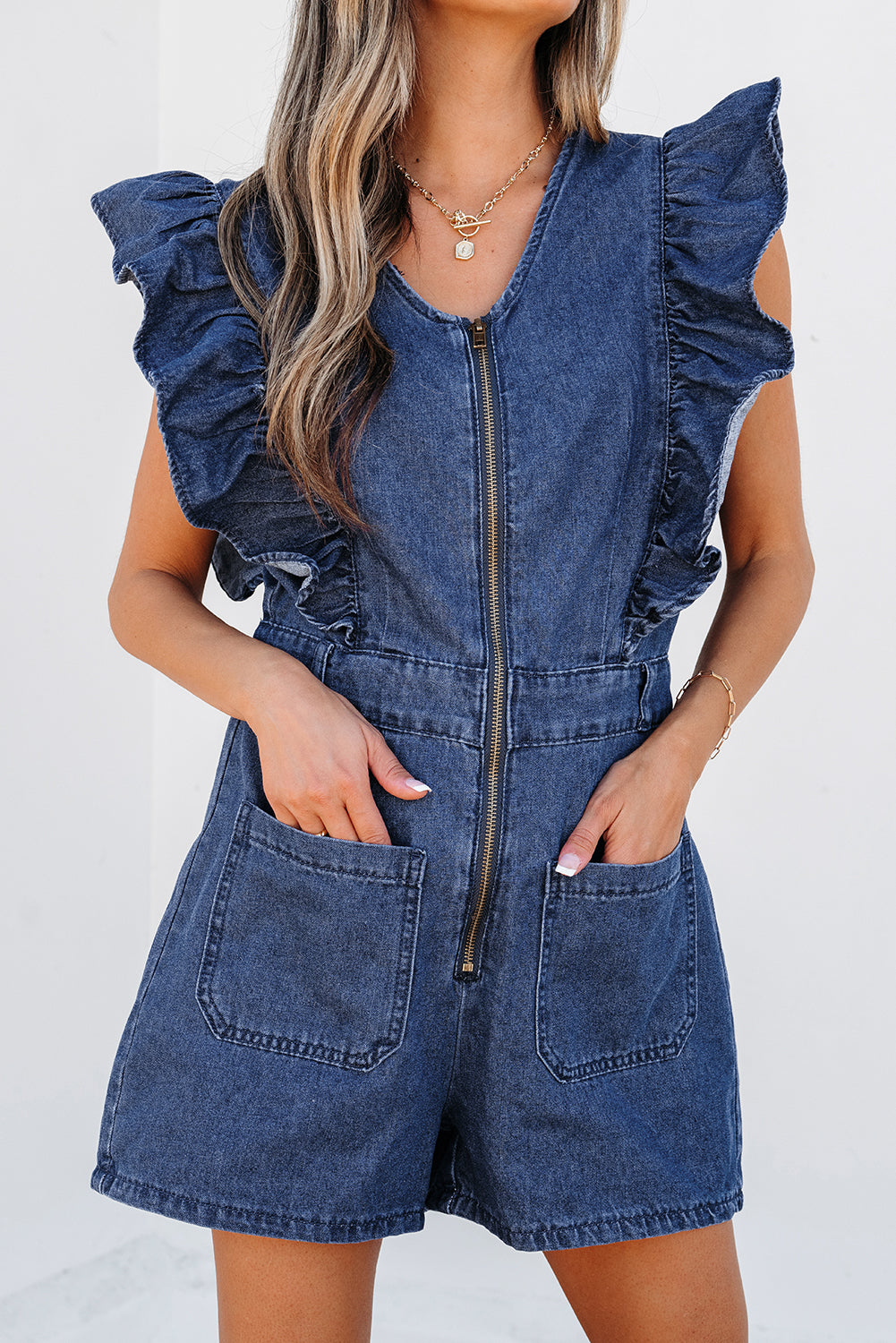The Downtown Darling Denim Romper