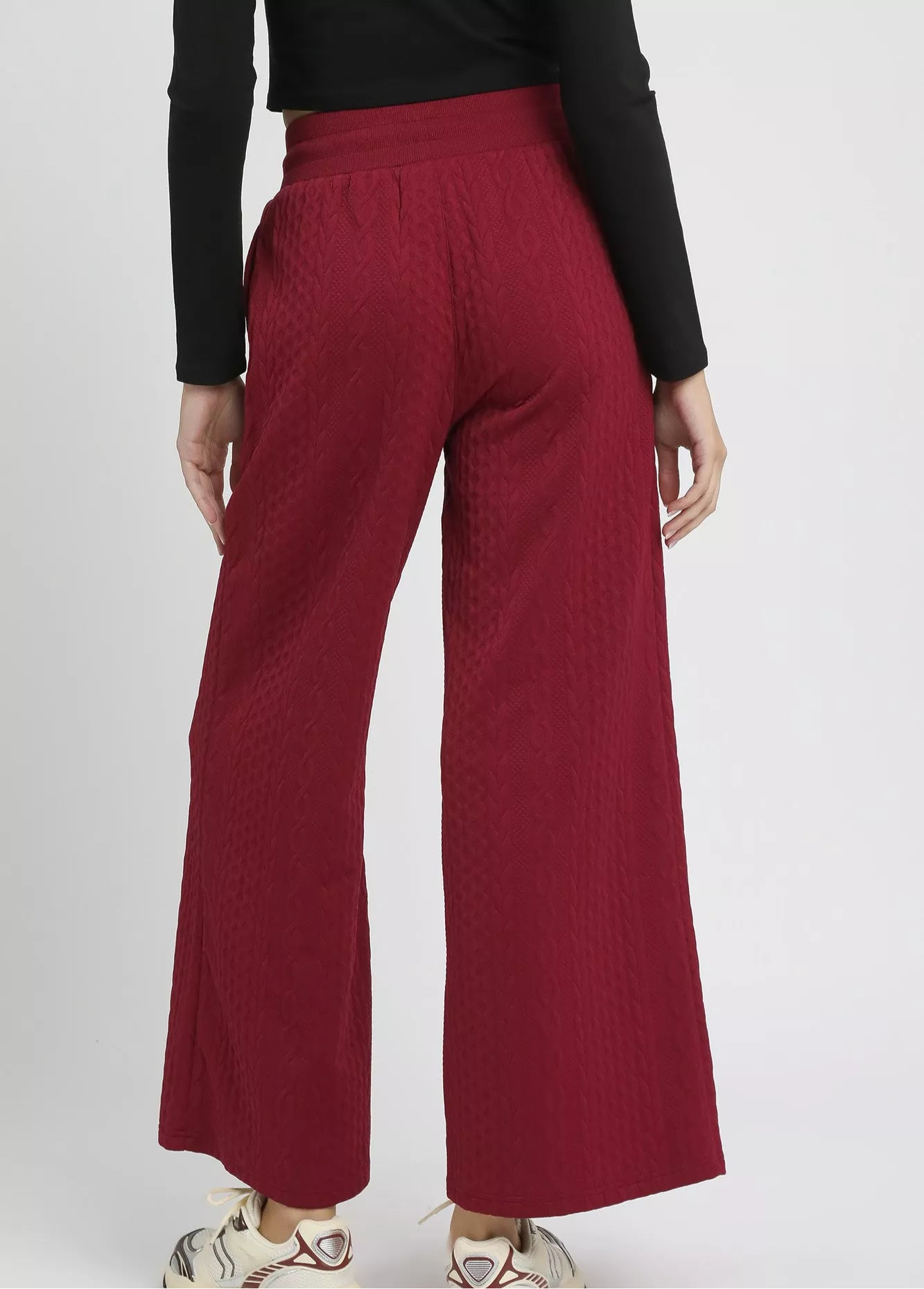 Umgee Cable Knit Textured Wide Leg Pants