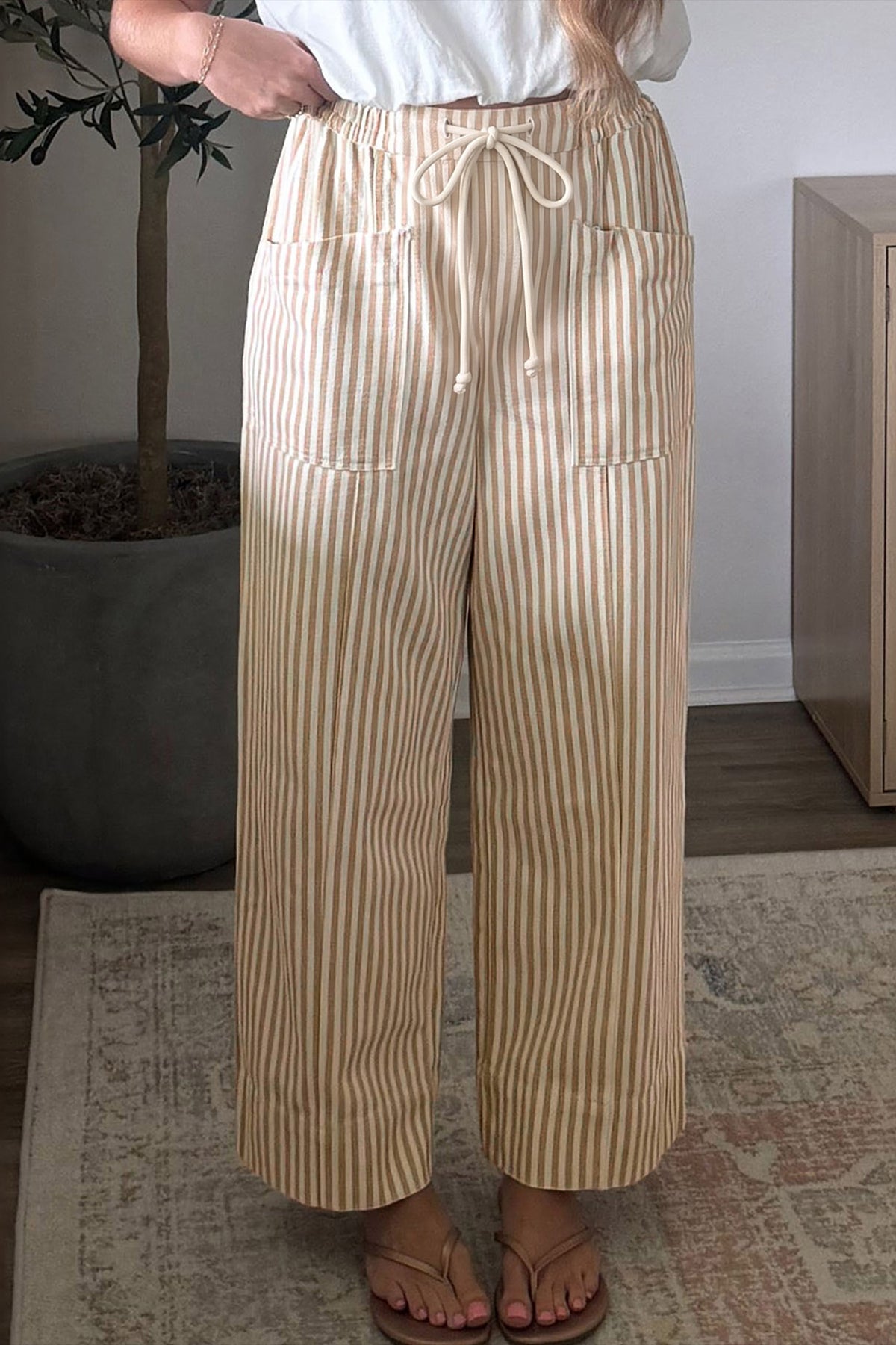 The Café Stripe Wide Leg Pants