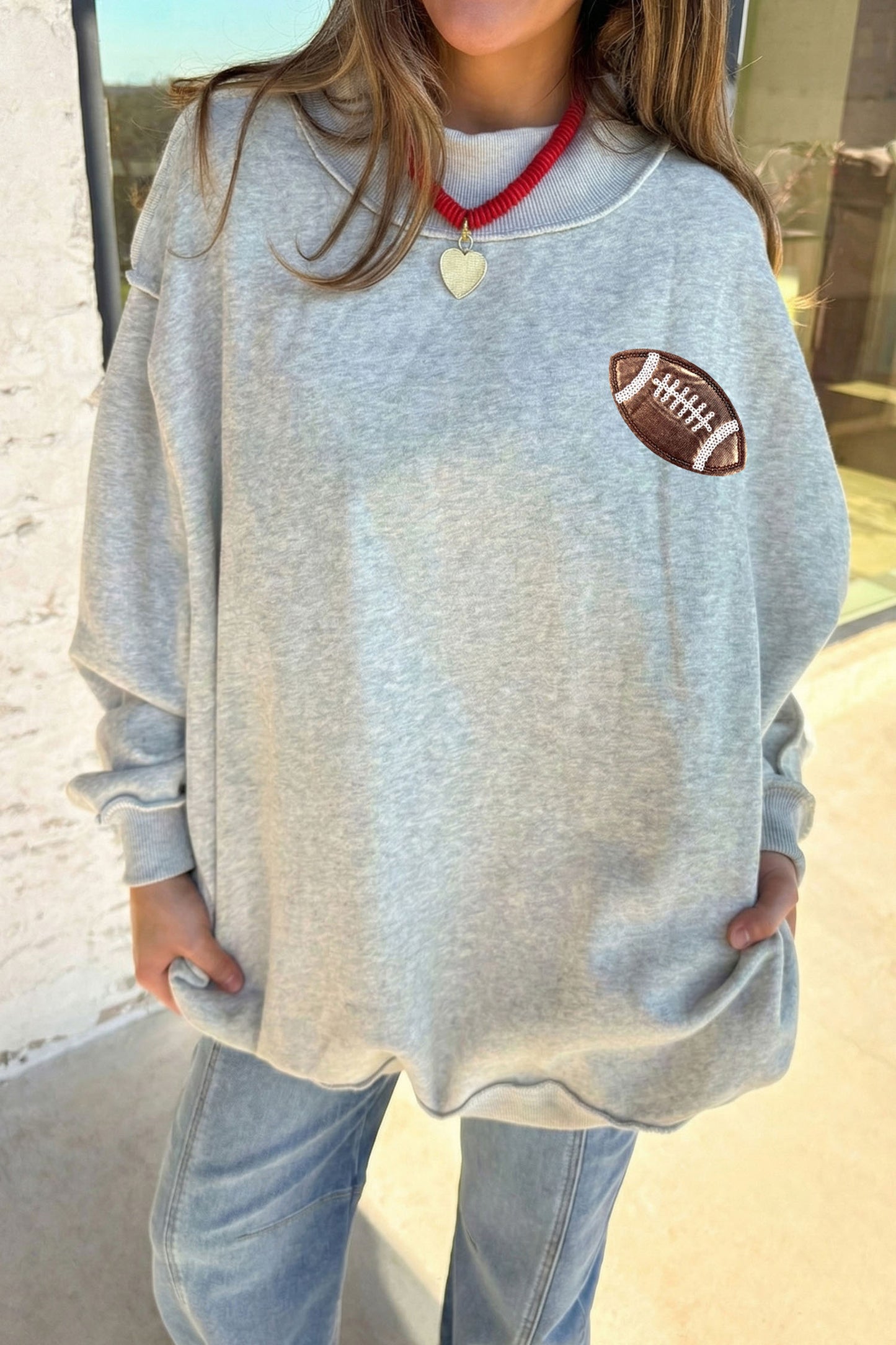 The Kickoff Sparkle Mock Neck Sweatshirt