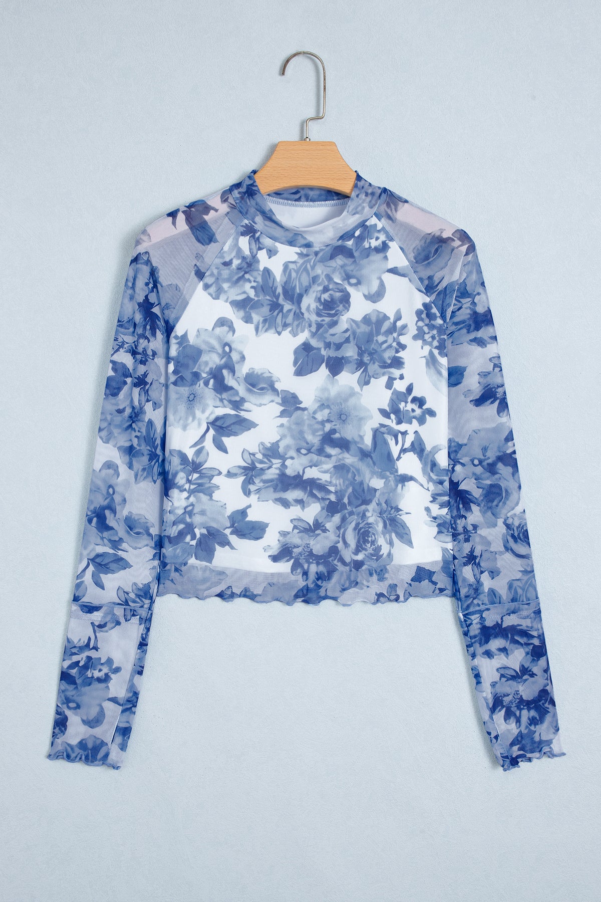 The Powder Blue Petals Mesh Top
