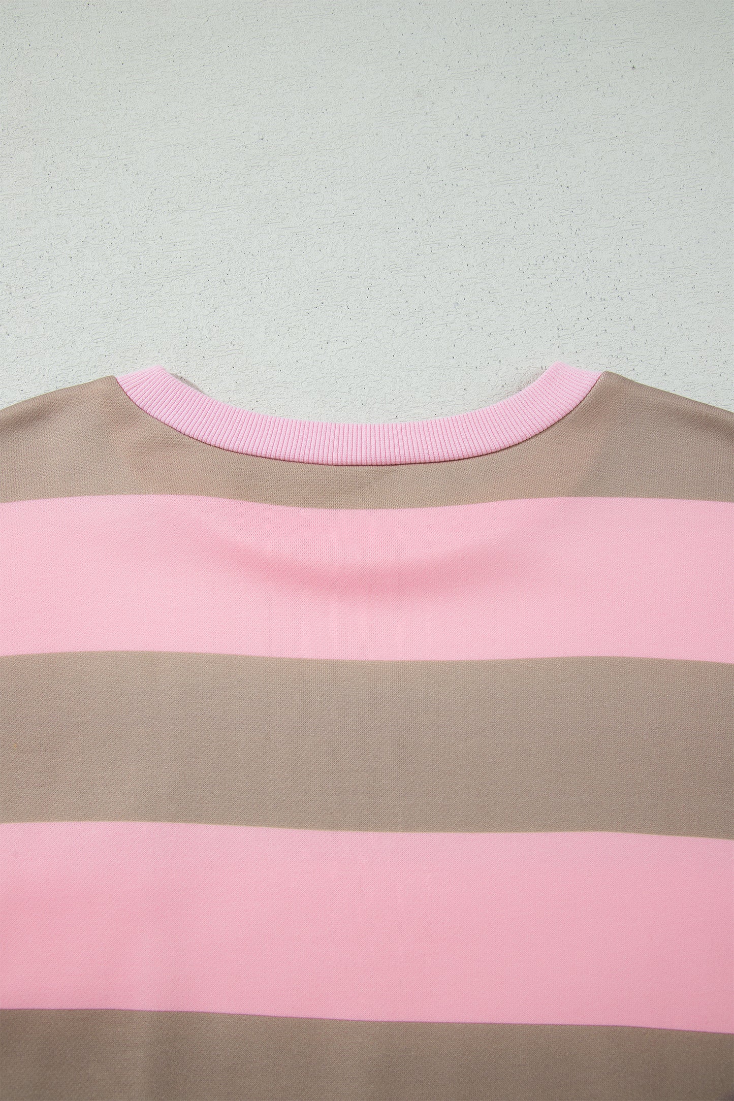 Pink Stripe Striped Colorblock Patch Pocket Split Hem Oversized Long Sleeve Sweatshirt