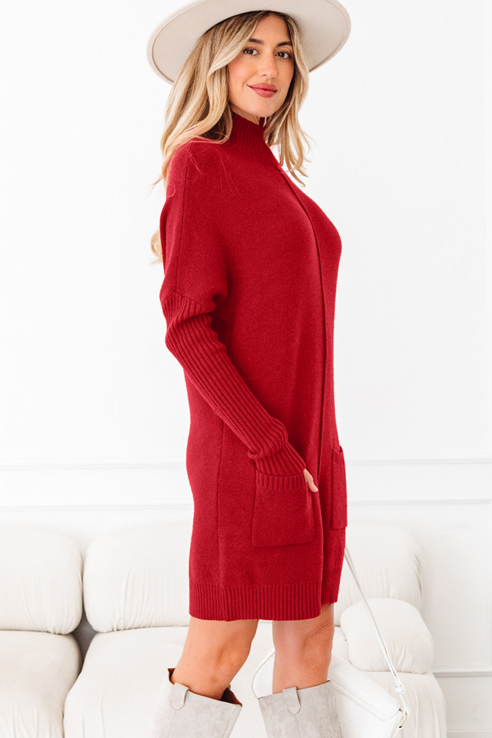 Crimson Hearth Sweater Dress