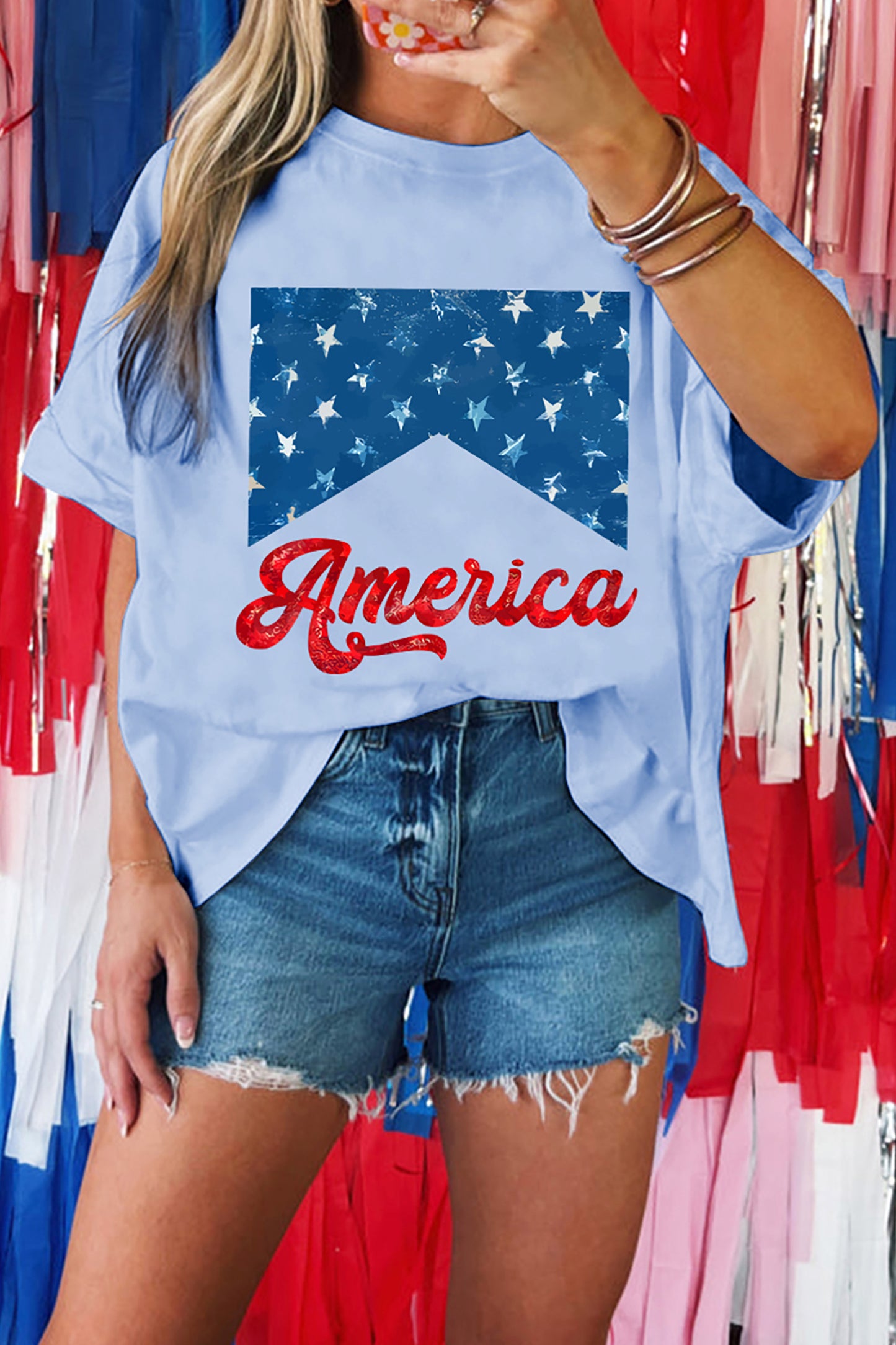 America Fashion Print Relaxed T Shirt