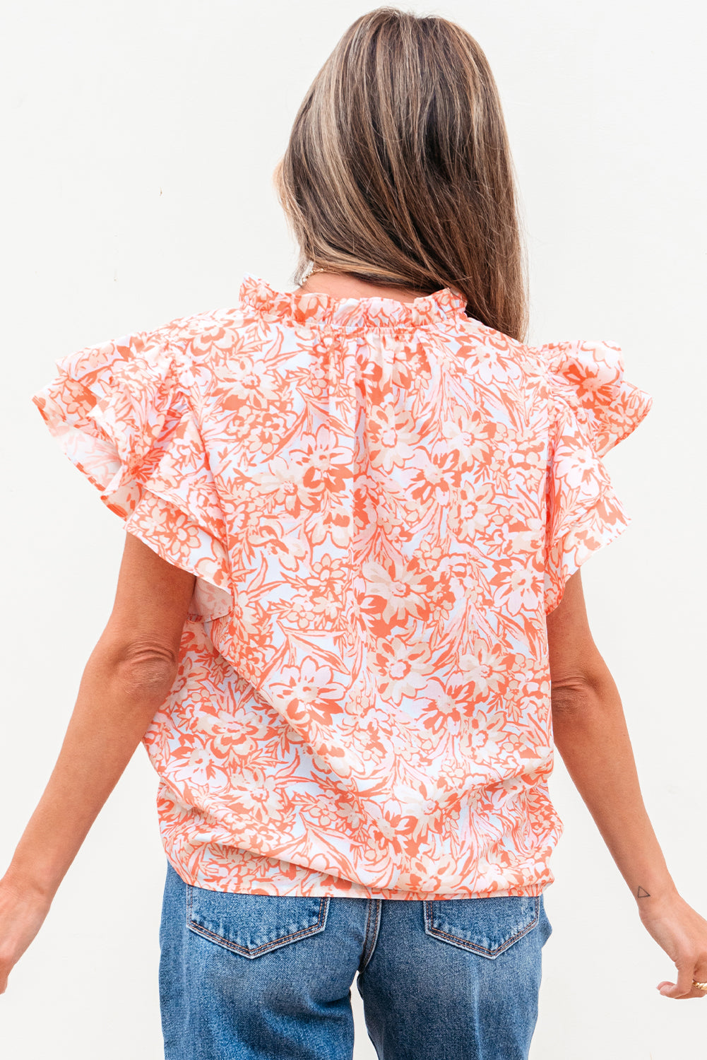 The Coral Bloom Ruffle Blouse