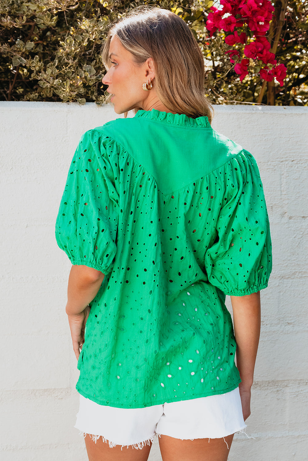 The Emerald Breeze Eyelet Blouse
