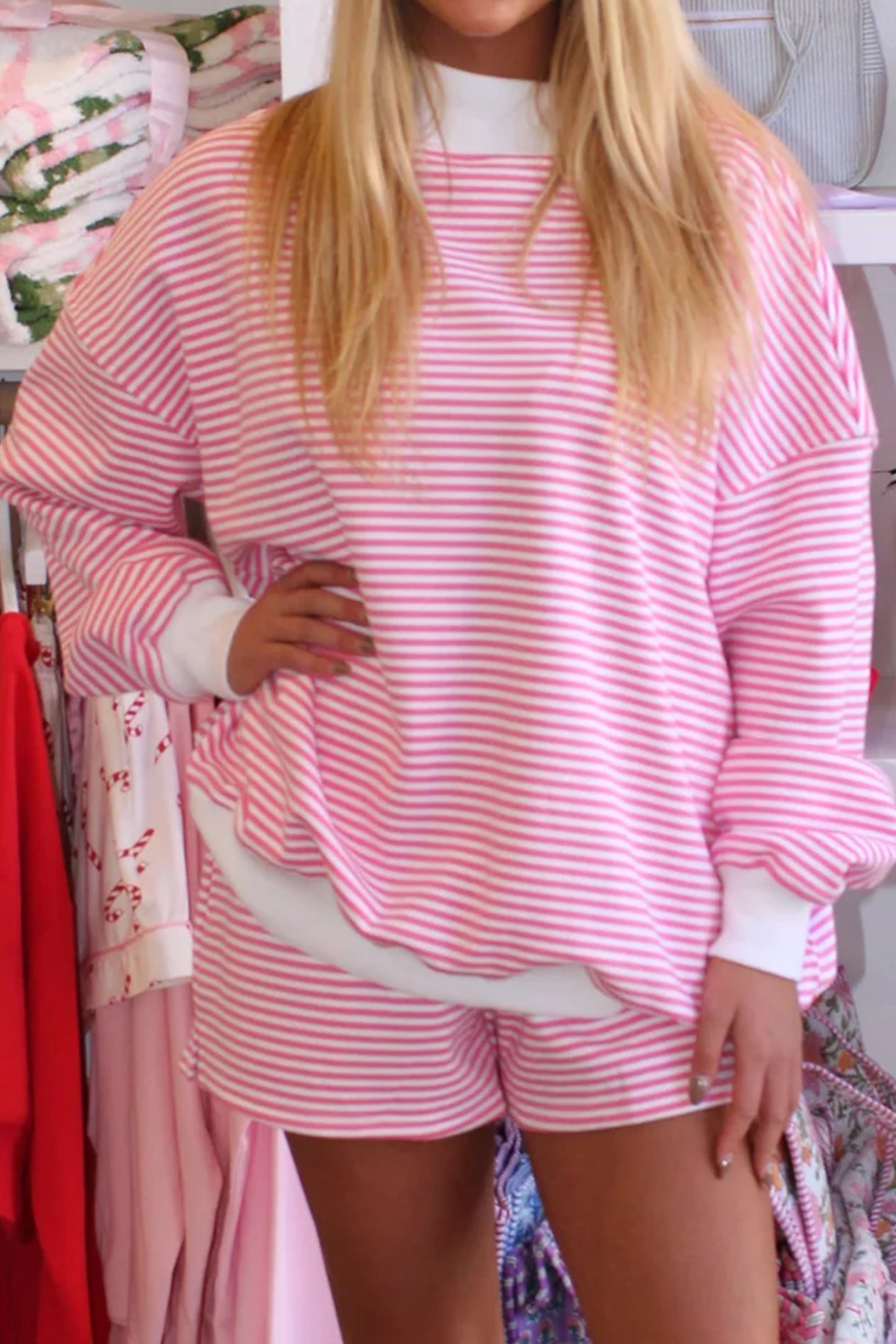 Strawberry Stripe Lounge Set