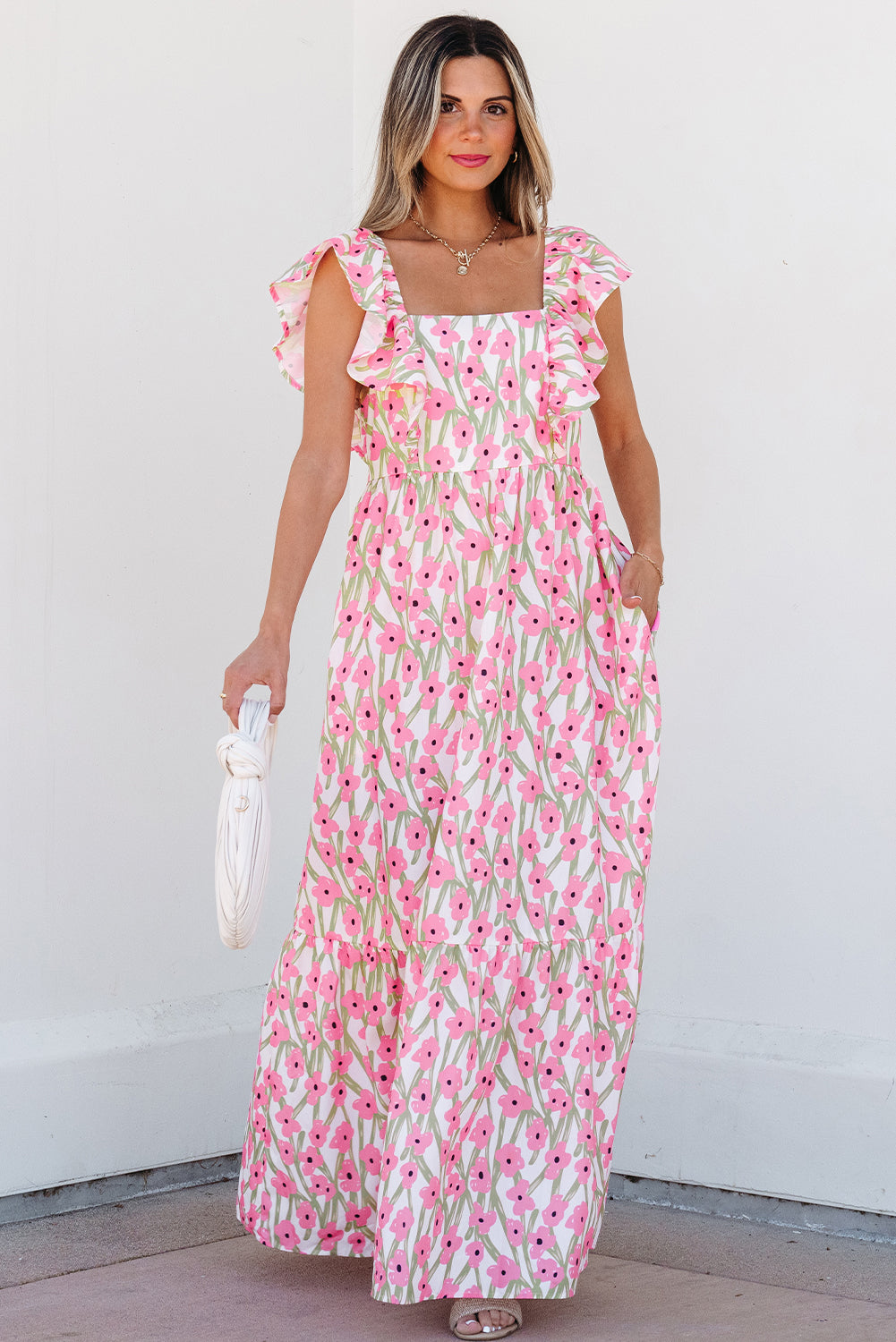 Blush Petal Tiered Maxi Dress